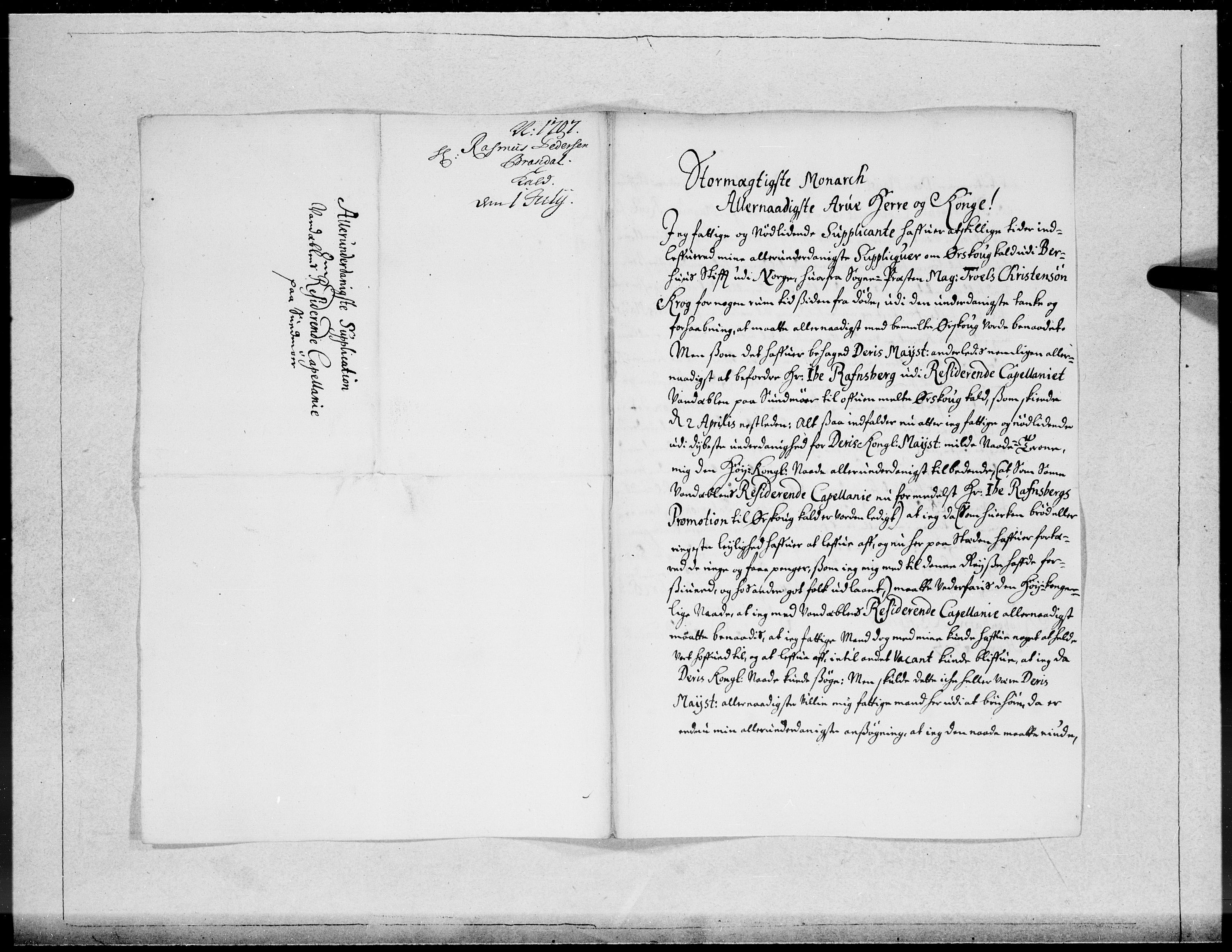 Danske Kanselli 1572-1799, AV/RA-EA-3023/F/Fc/Fcc/Fcca/L0063: Norske innlegg 1572-1799, 1707, s. 380
