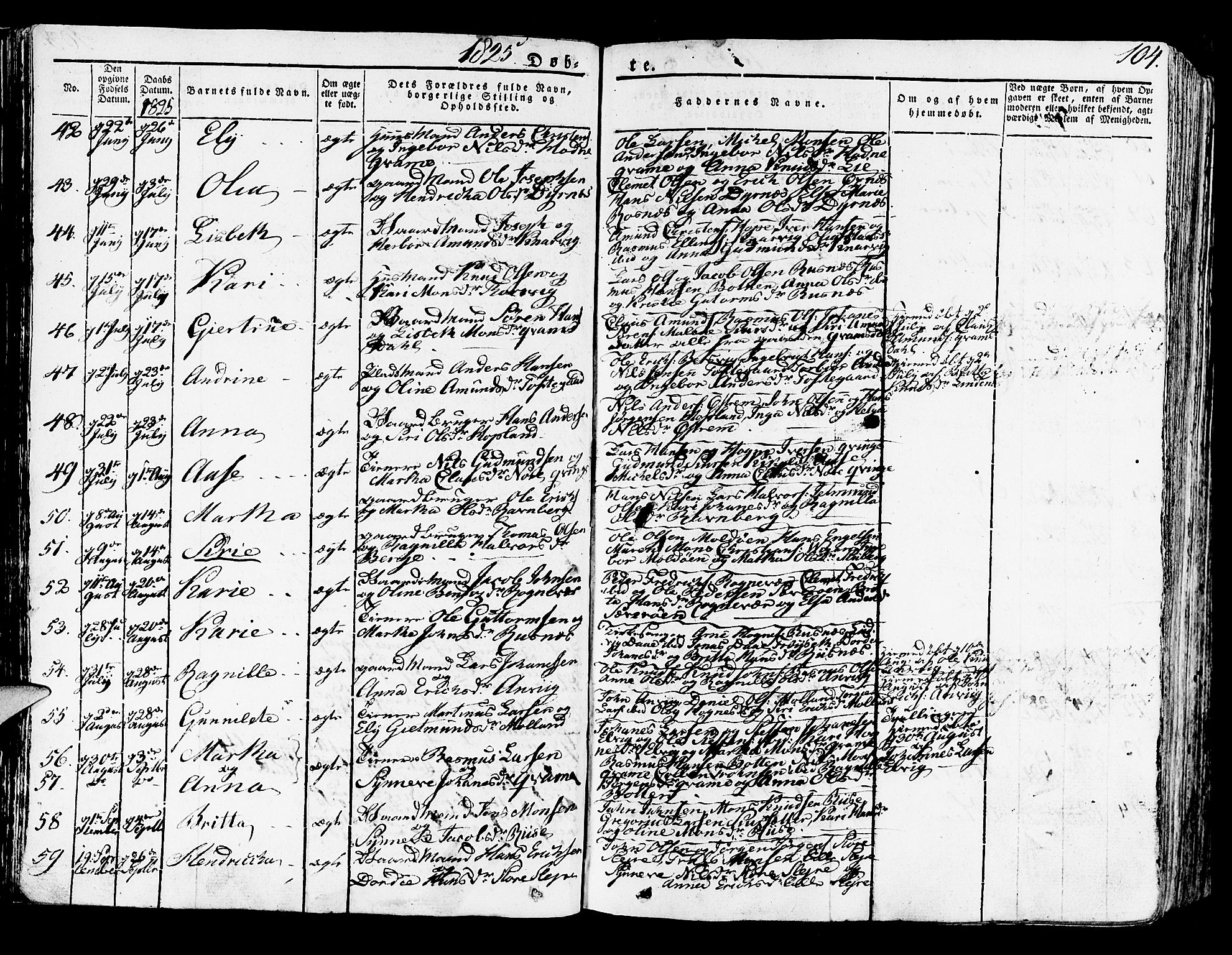 Lindås Sokneprestembete, AV/SAB-A-76701/H/Haa/Haaa/L0008: Ministerialbok nr. A 8, 1823-1836, s. 104