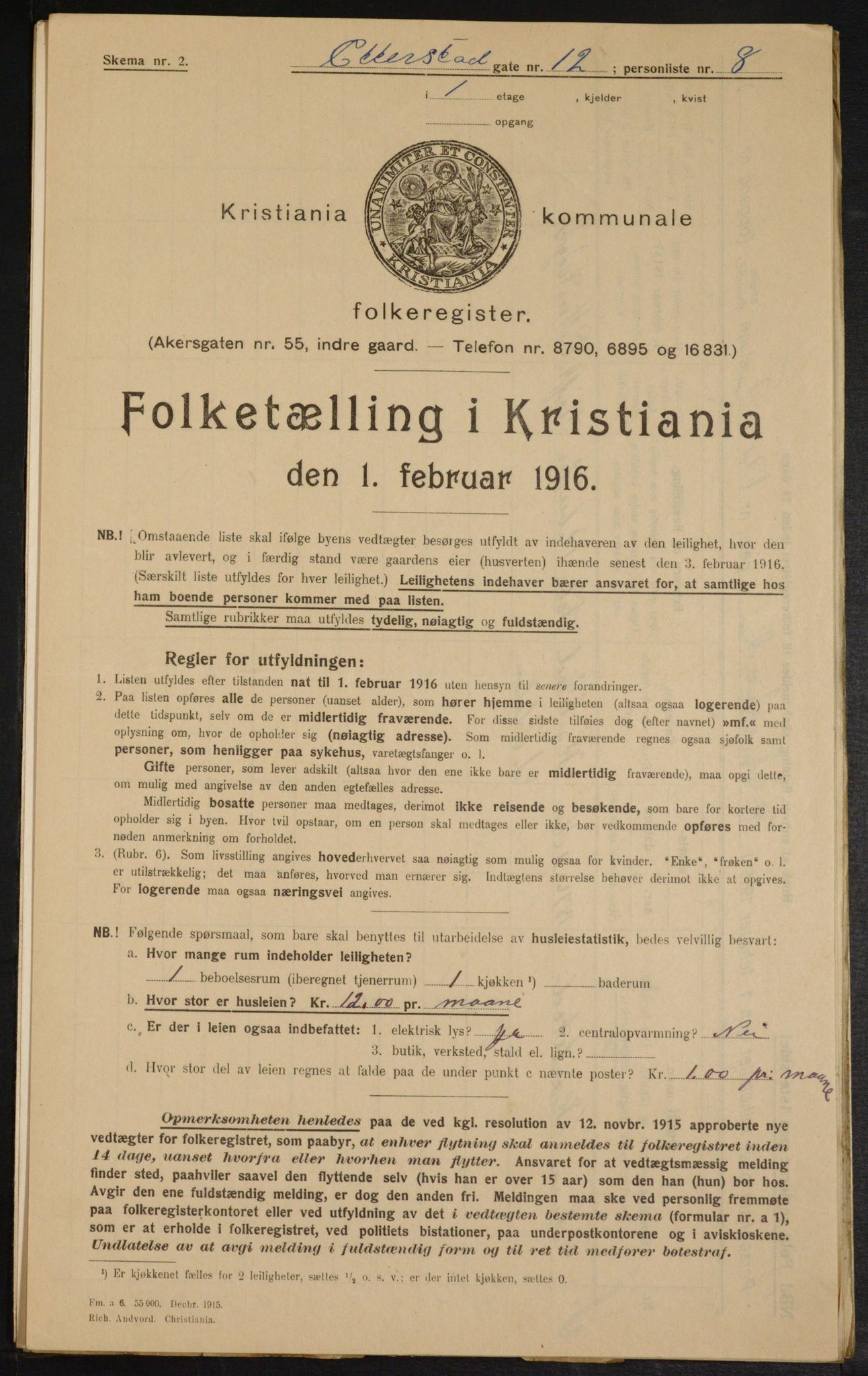 OBA, Kommunal folketelling 1.2.1916 for Kristiania, 1916, s. 22756