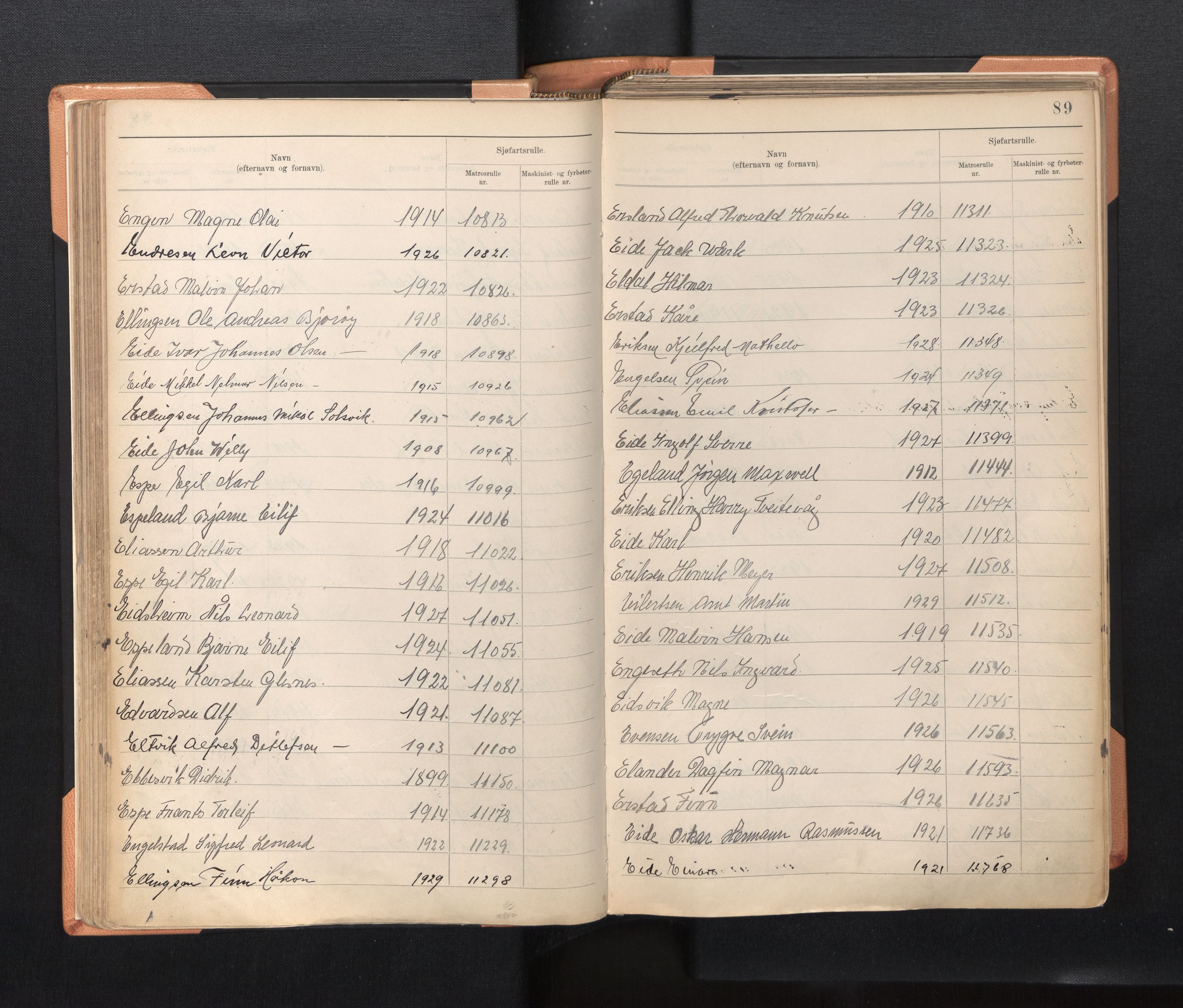 Innrulleringssjefen i Bergen, AV/SAB-A-100050/F/Fa/L0005: Register til sjøfartsrulle, Mønstringssjefen i Bergen, 1926-1948