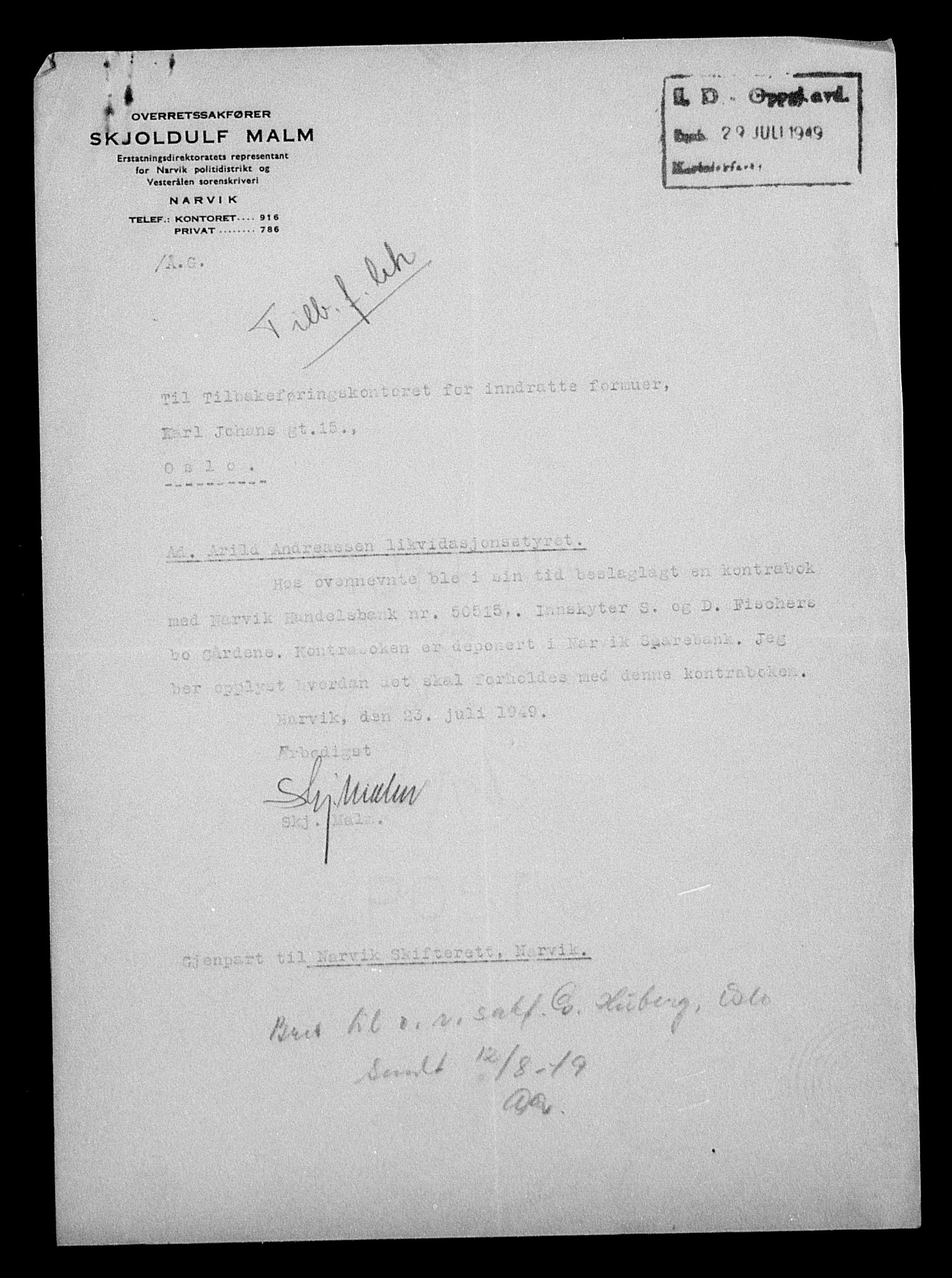 Justisdepartementet, Tilbakeføringskontoret for inndratte formuer, AV/RA-S-1564/H/Hc/Hcb/L0913: --, 1945-1947, s. 21