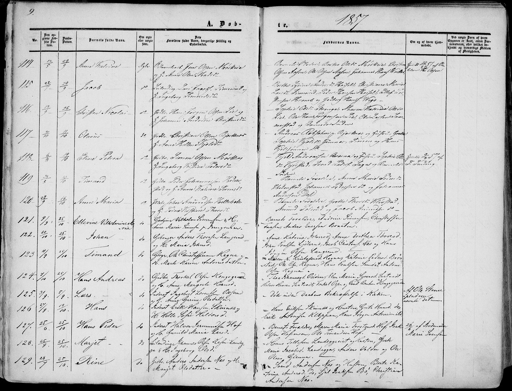 Sandsvær kirkebøker, AV/SAKO-A-244/F/Fa/L0006: Ministerialbok nr. I 6, 1857-1868, s. 9