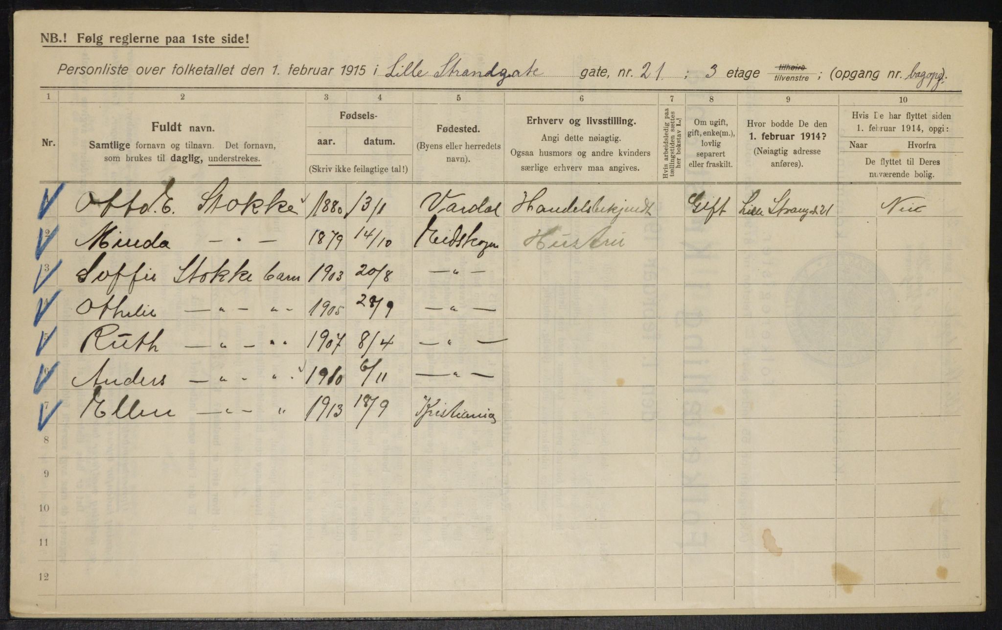 OBA, Kommunal folketelling 1.2.1915 for Kristiania, 1915, s. 57098