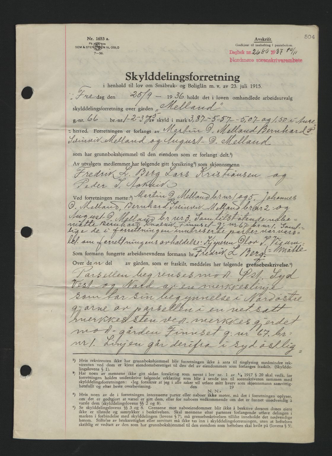 Nordmøre sorenskriveri, AV/SAT-A-4132/1/2/2Ca: Pantebok nr. A82, 1937-1938, Dagboknr: 2680/1937