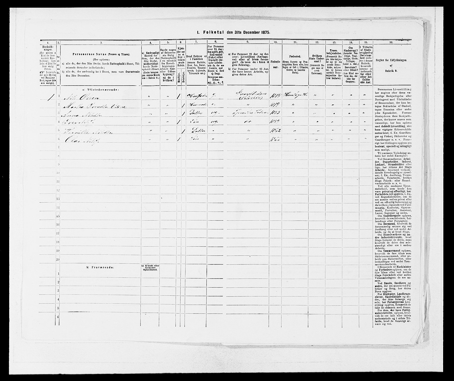 SAB, Folketelling 1875 for 1250P Haus prestegjeld, 1875, s. 518