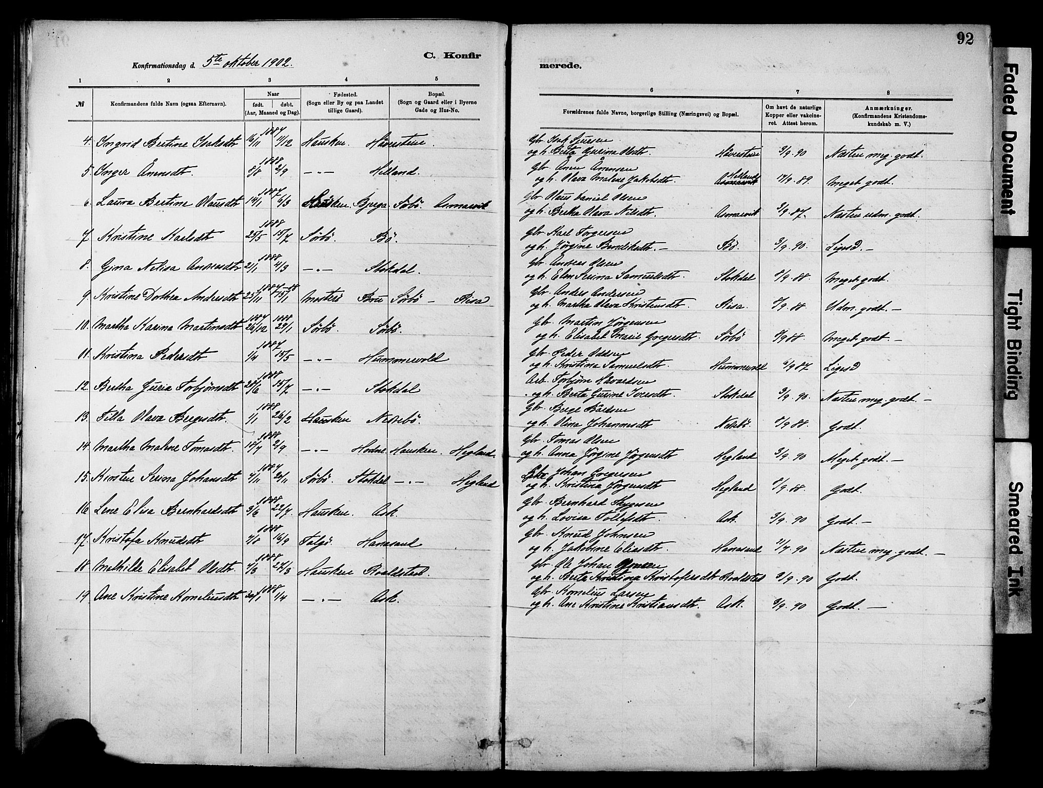 Rennesøy sokneprestkontor, AV/SAST-A -101827/H/Ha/Haa/L0012: Ministerialbok nr. A 13, 1885-1917, s. 92