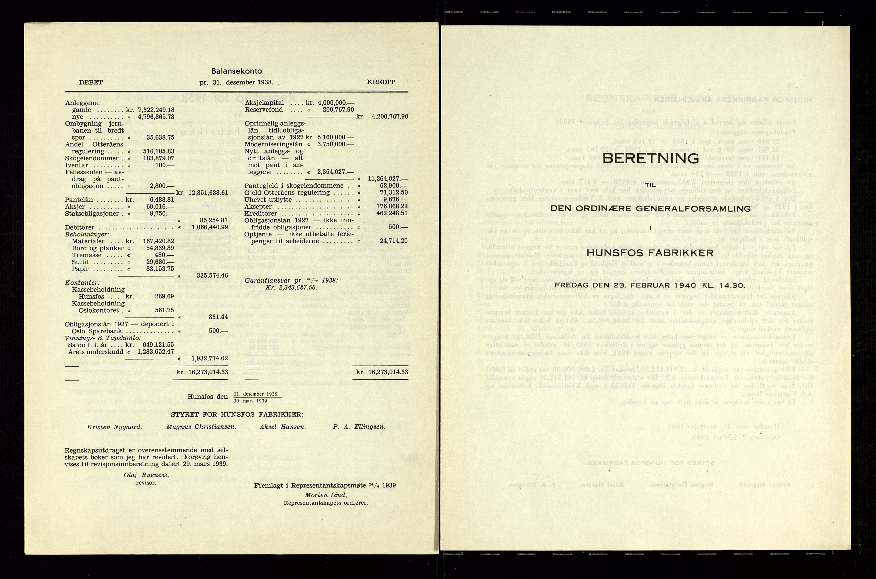 Hunsfos fabrikker, SAK/D/1440/01/L0001/0003: Vedtekter, anmeldelser og årsberetninger / Årsberetninger og regnskap, 1918-1989, s. 83