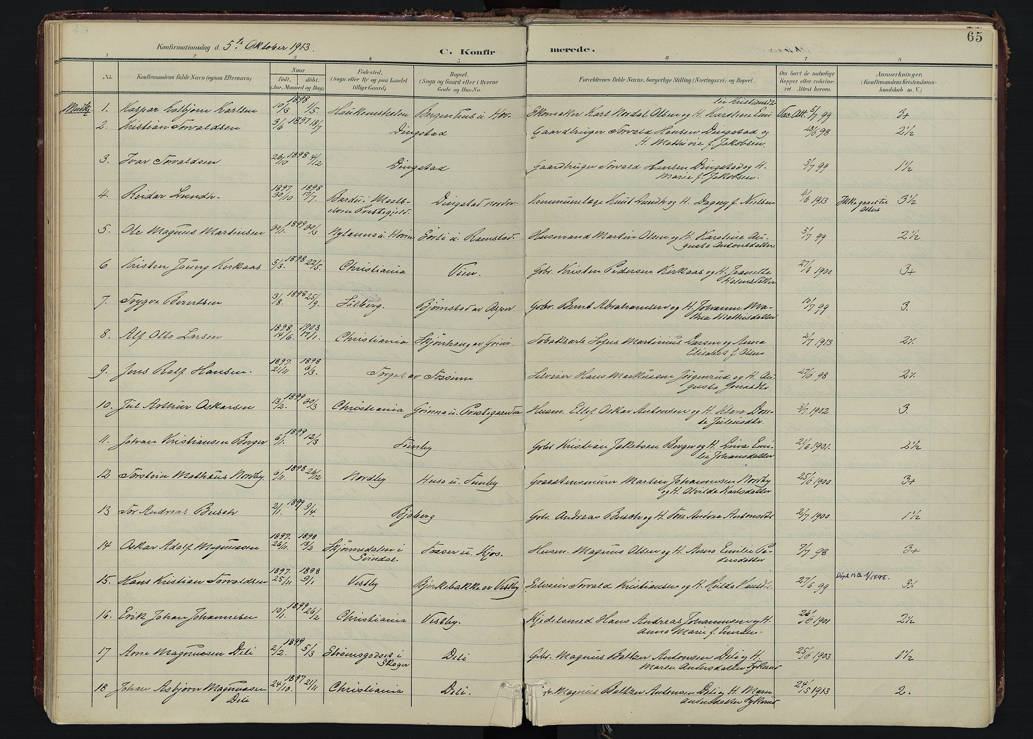 Spydeberg prestekontor Kirkebøker, AV/SAO-A-10924/F/Fa/L0009: Ministerialbok nr. I 9, 1900-1926, s. 65