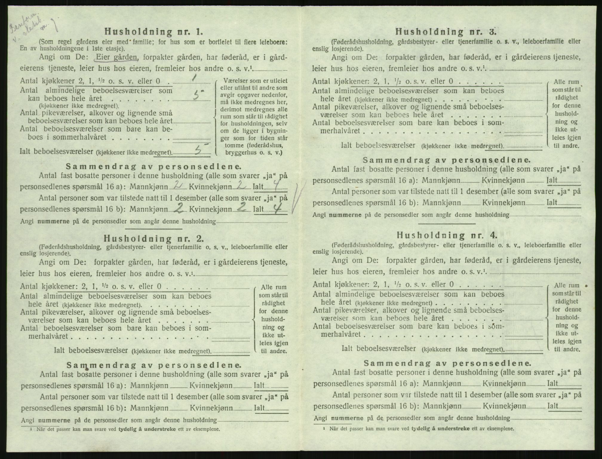 SAK, Folketelling 1920 for 0936 Hornnes herred, 1920, s. 416