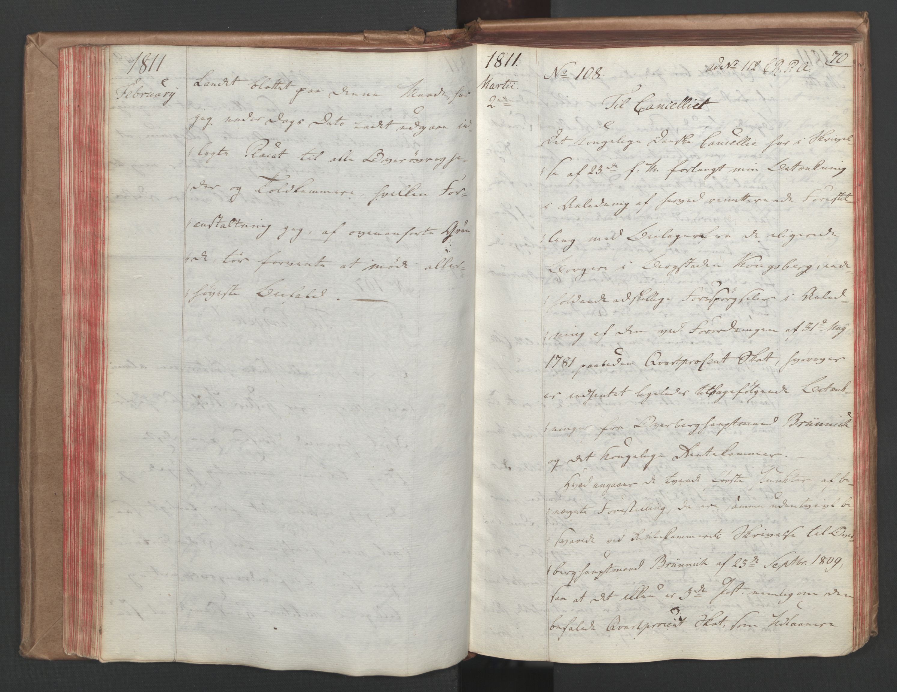 Stattholderembetet 1810-1814, 1. kontor (Kontor A), AV/RA-EA-2872/Ba/L0001: Kollegial korrespondanseprotokoll, 1810-1811, s. 69b-70a