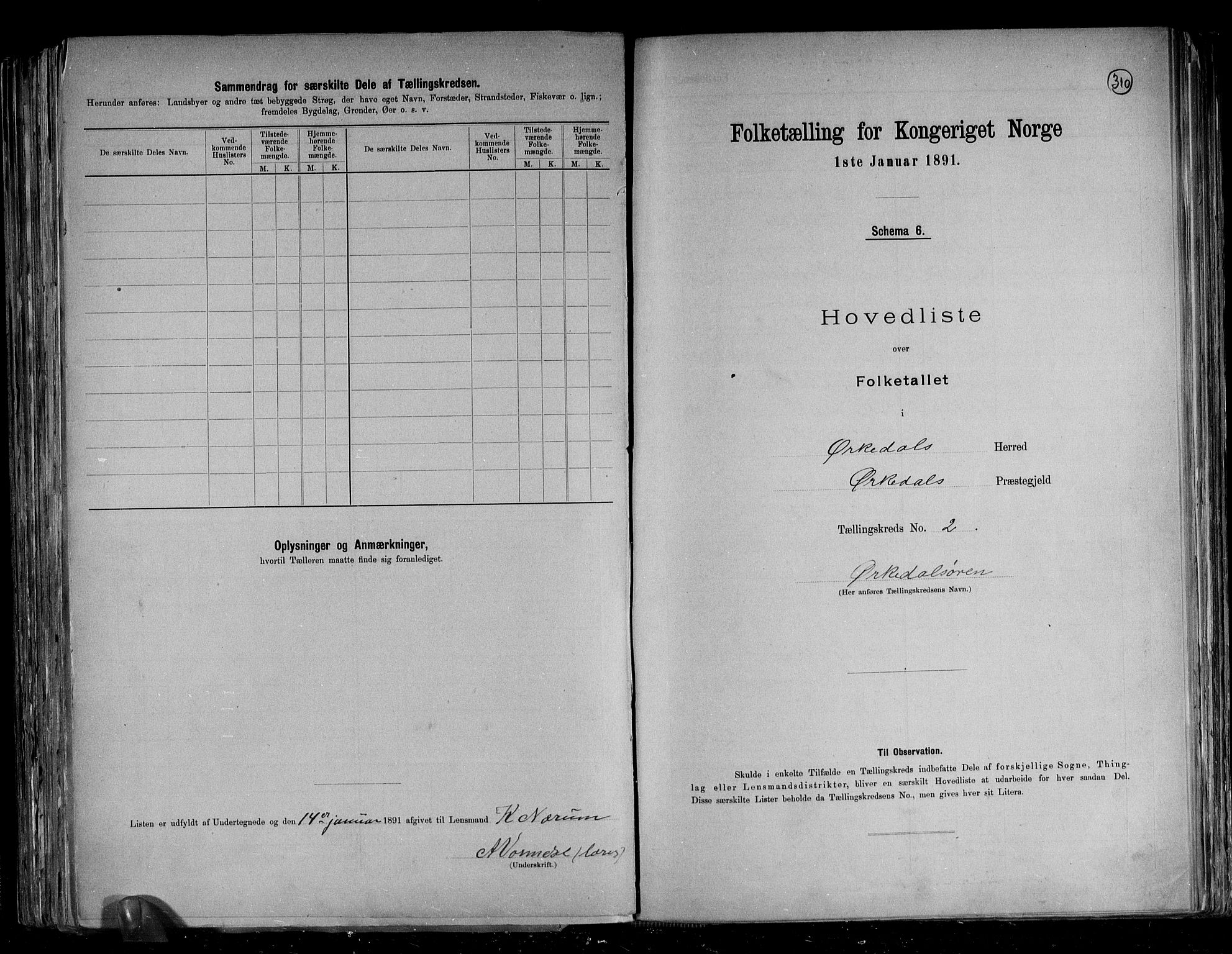 RA, Folketelling 1891 for 1638 Orkdal herred, 1891, s. 9