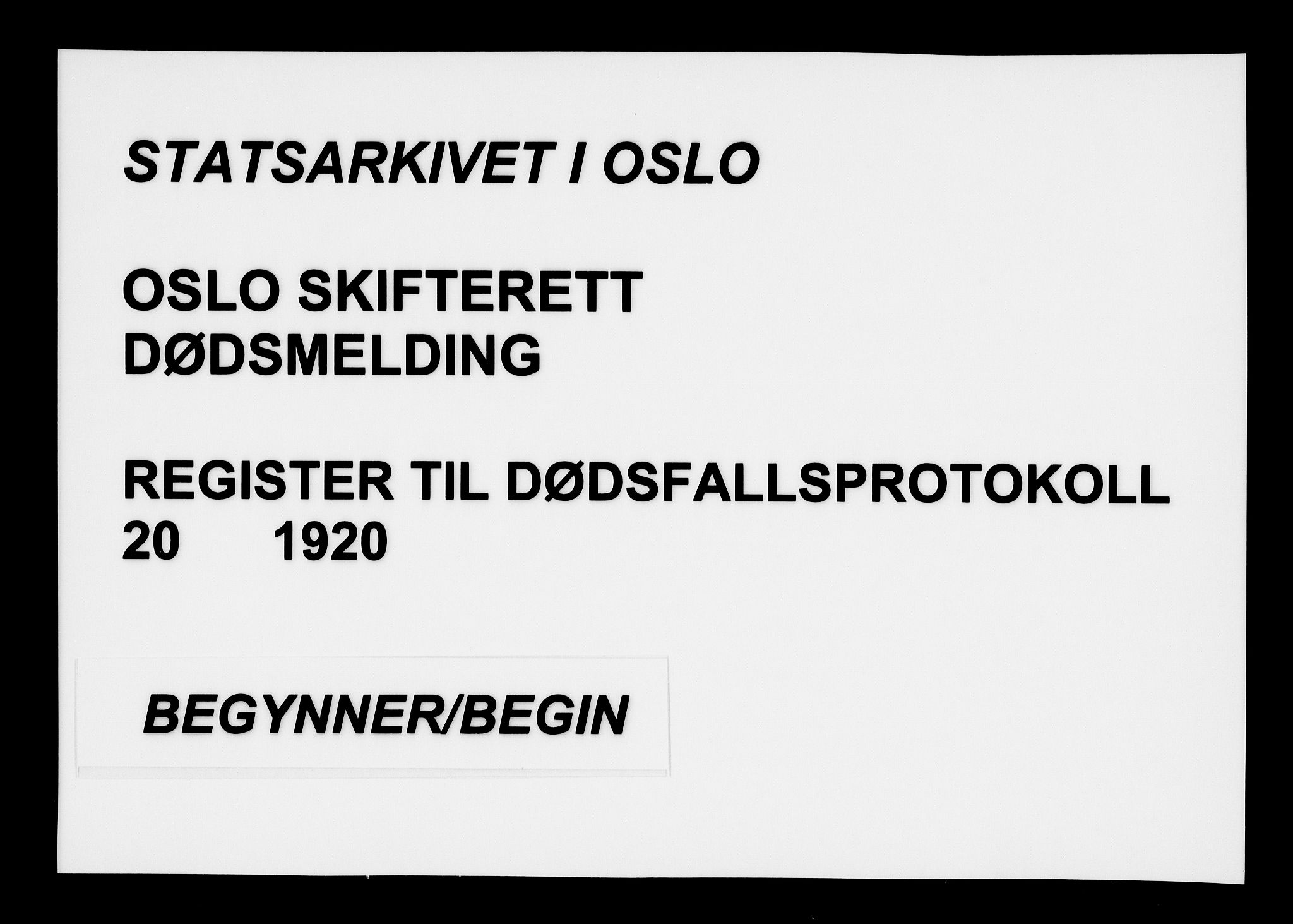 Oslo skifterett, SAO/A-10383/F/Fa/Faa/L0020: Navneregister, 1920