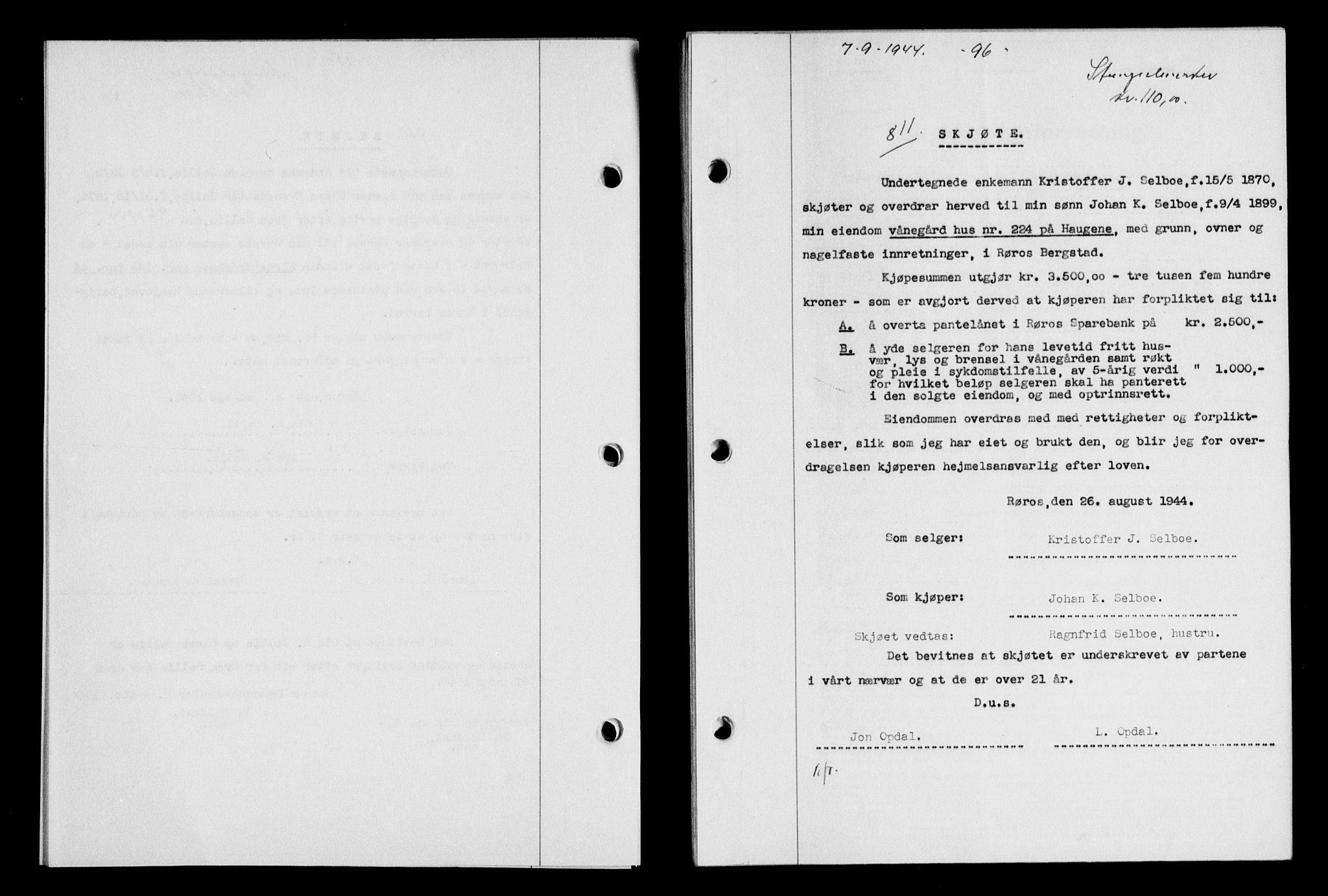 Gauldal sorenskriveri, SAT/A-0014/1/2/2C/L0058: Pantebok nr. 63, 1944-1945, Dagboknr: 811/1944