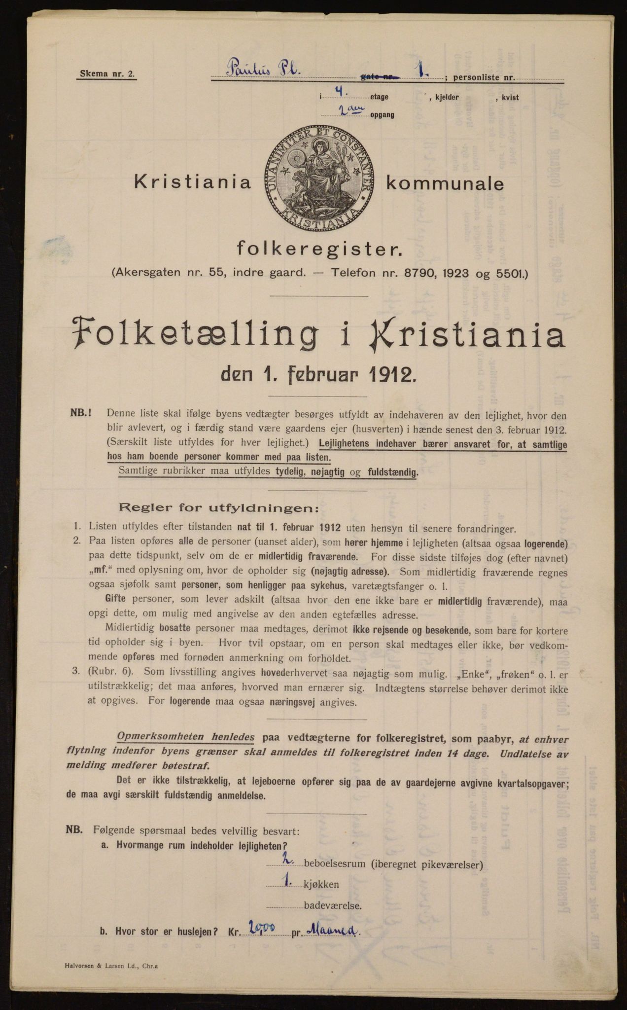 OBA, Kommunal folketelling 1.2.1912 for Kristiania, 1912, s. 79132