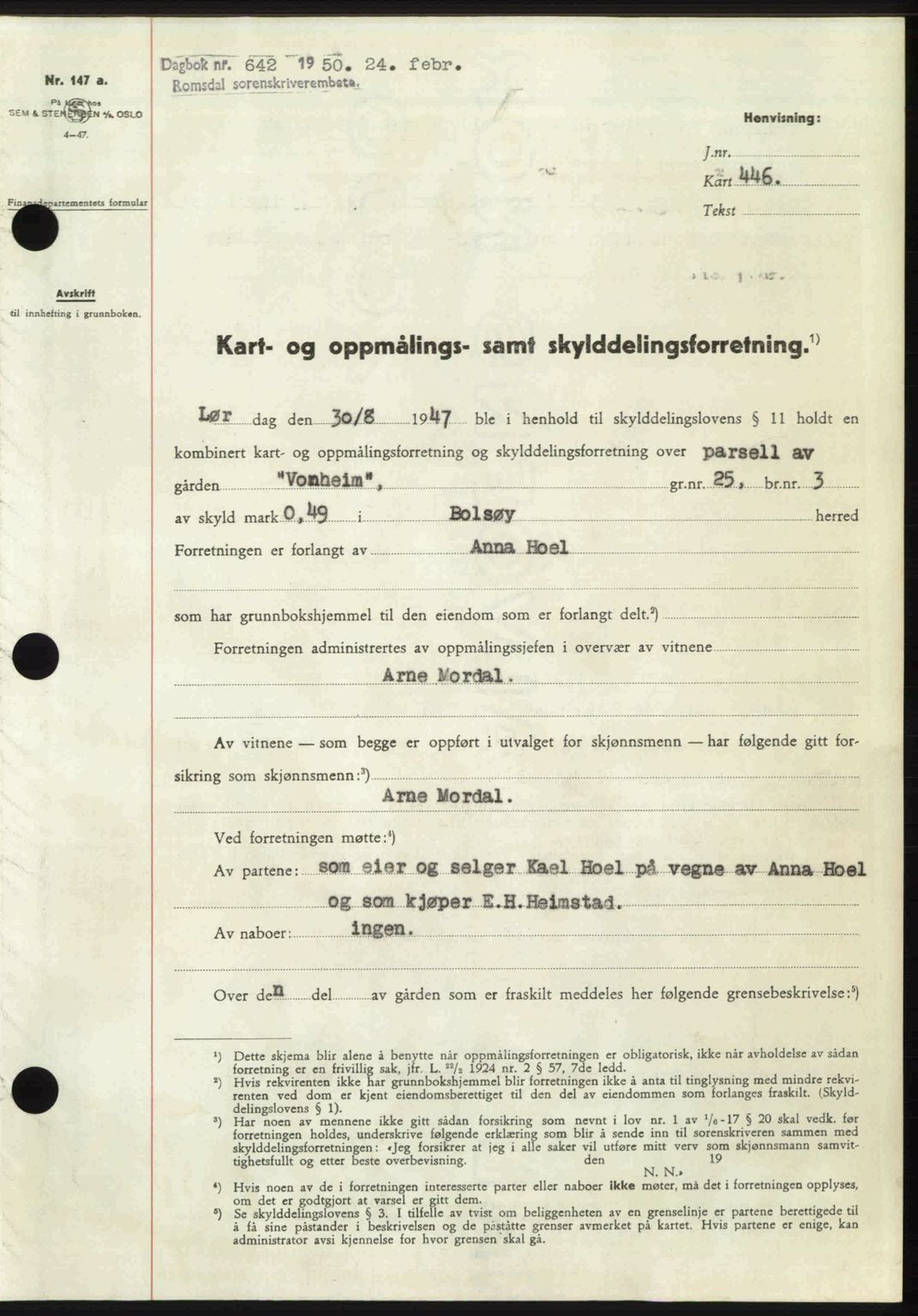 Romsdal sorenskriveri, SAT/A-4149/1/2/2C: Pantebok nr. A32, 1950-1950, Dagboknr: 642/1950