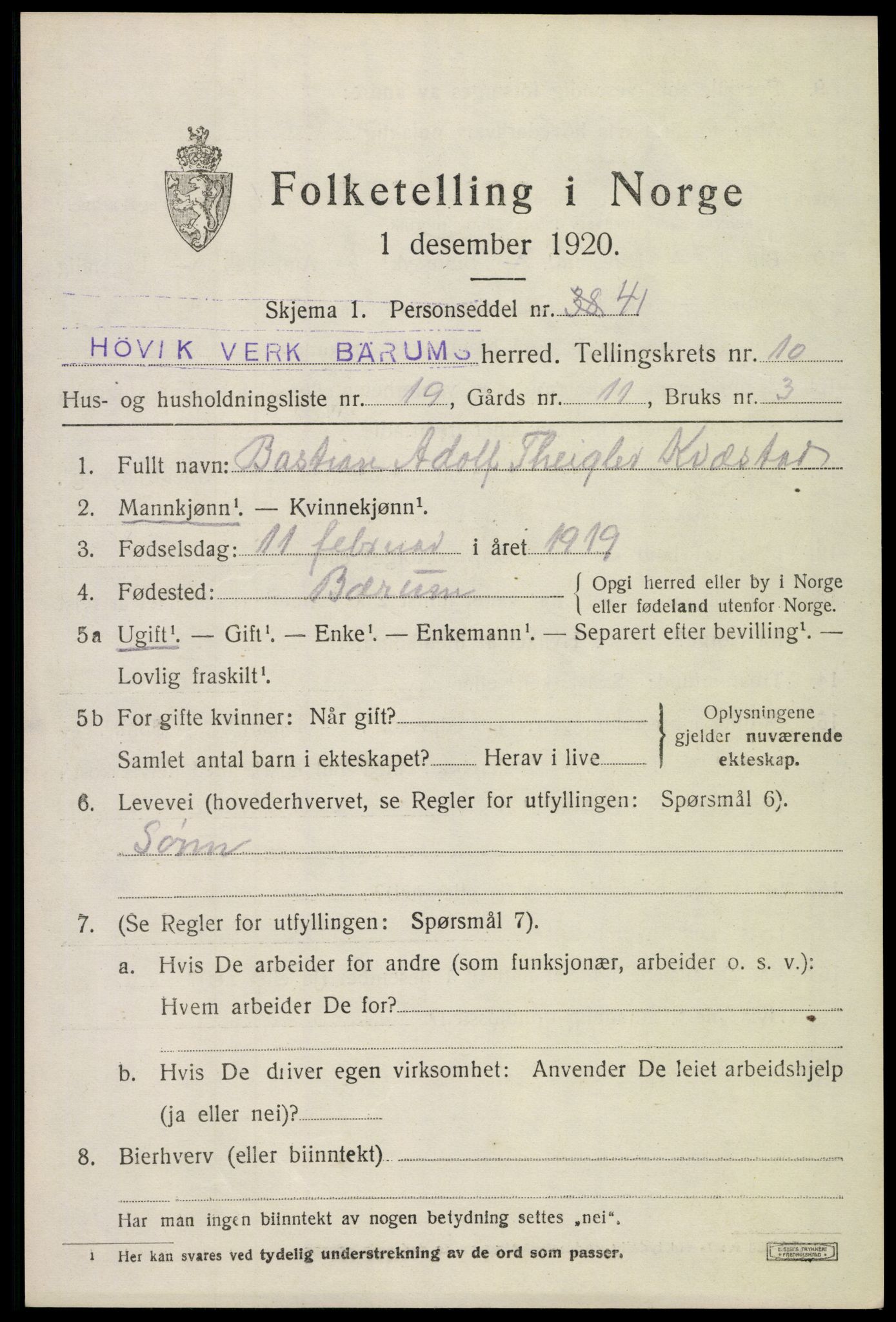 SAO, Folketelling 1920 for 0219 Bærum herred, 1920, s. 23766