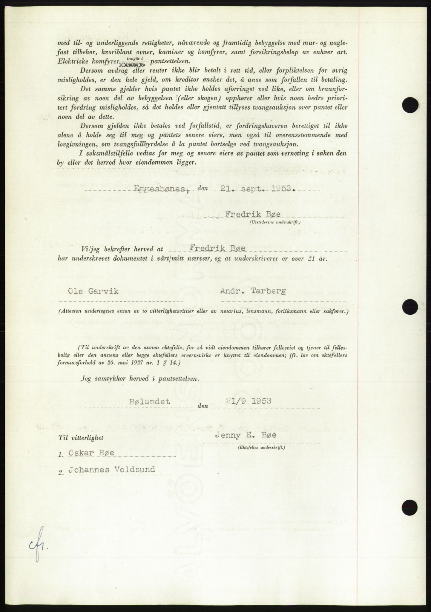 Søre Sunnmøre sorenskriveri, AV/SAT-A-4122/1/2/2C/L0124: Pantebok nr. 12B, 1953-1954, Dagboknr: 2406/1953