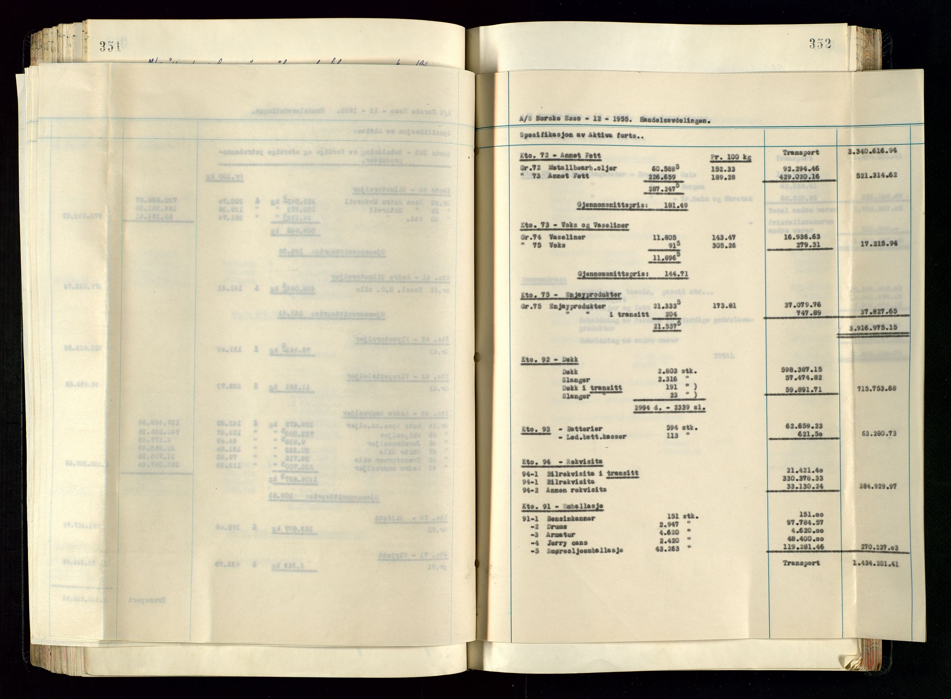 PA 1534 - Østlandske Petroleumscompagni A/S, AV/SAST-A-101954/A/Aa/L0005/0001: Direksjonsprotokoller / Den Administrerende Direksjon alle selskaper (referatprotokoll), 1943-1958