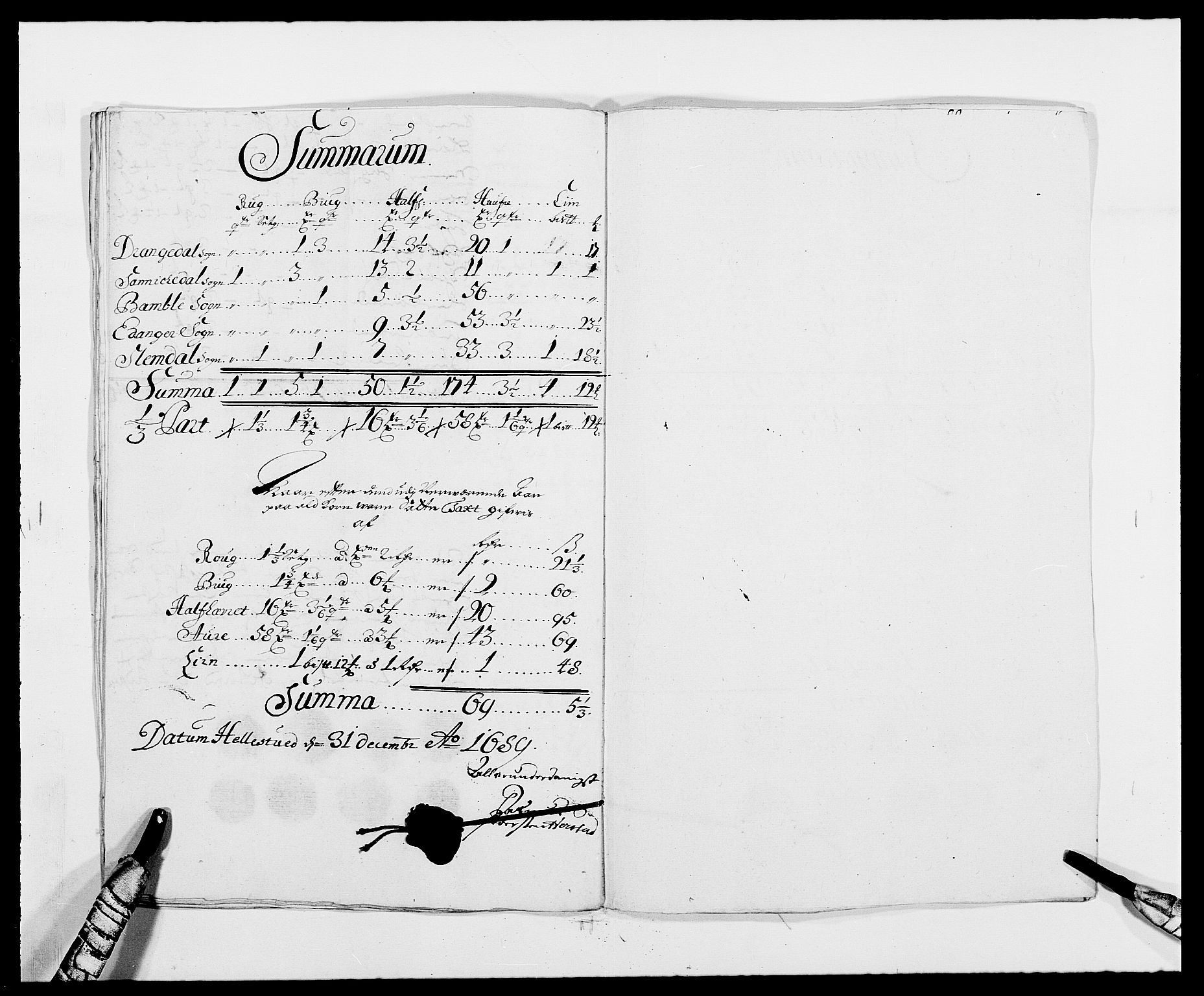Rentekammeret inntil 1814, Reviderte regnskaper, Fogderegnskap, RA/EA-4092/R34/L2050: Fogderegnskap Bamble, 1688-1691, s. 269