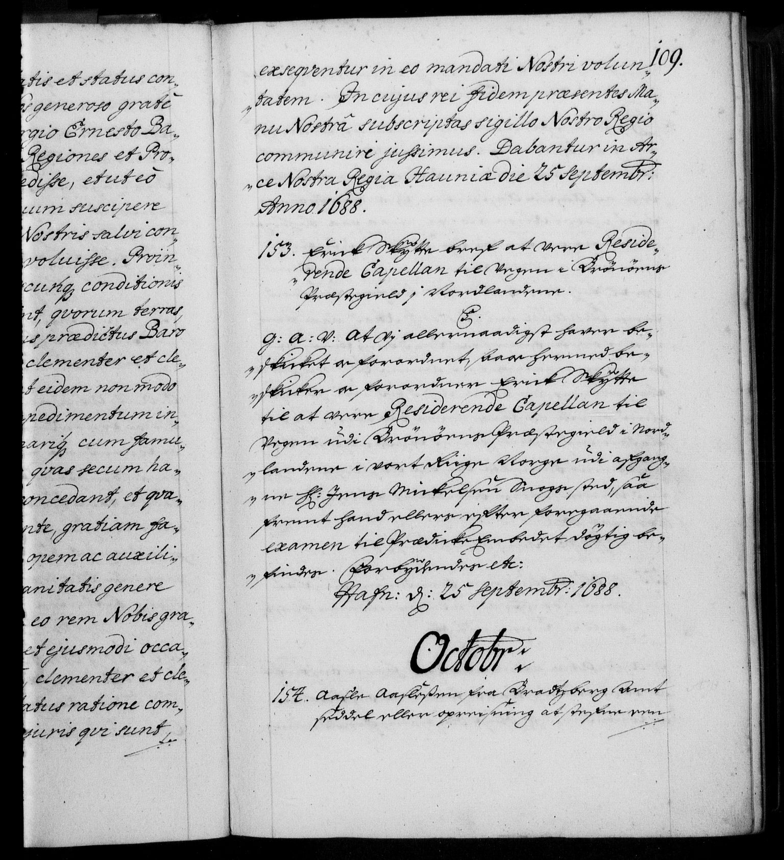 Danske Kanselli 1572-1799, RA/EA-3023/F/Fc/Fca/Fcaa/L0015: Norske registre (mikrofilm), 1688-1691, s. 109a