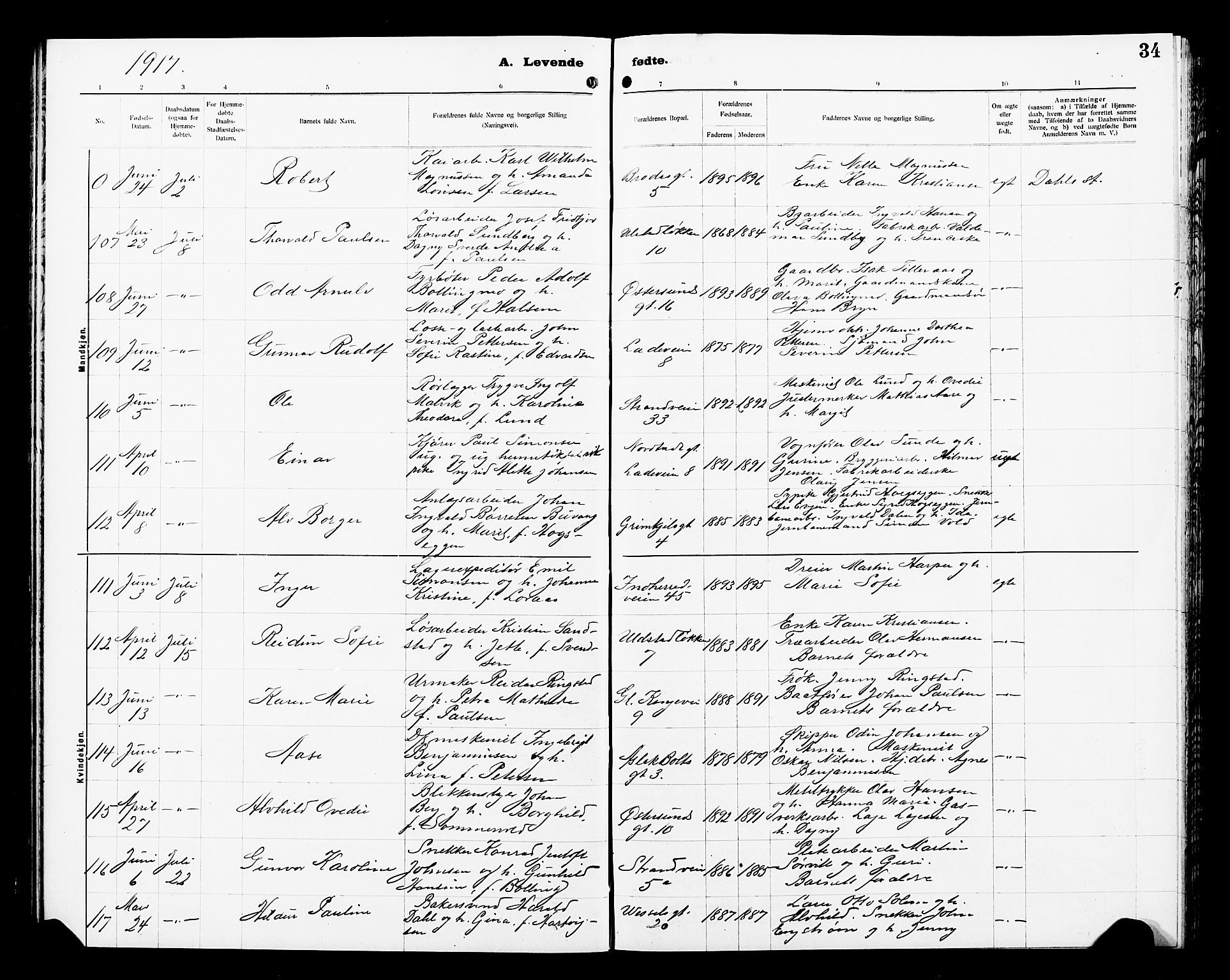Ministerialprotokoller, klokkerbøker og fødselsregistre - Sør-Trøndelag, SAT/A-1456/605/L0256: Klokkerbok nr. 605C03, 1916-1920, s. 34