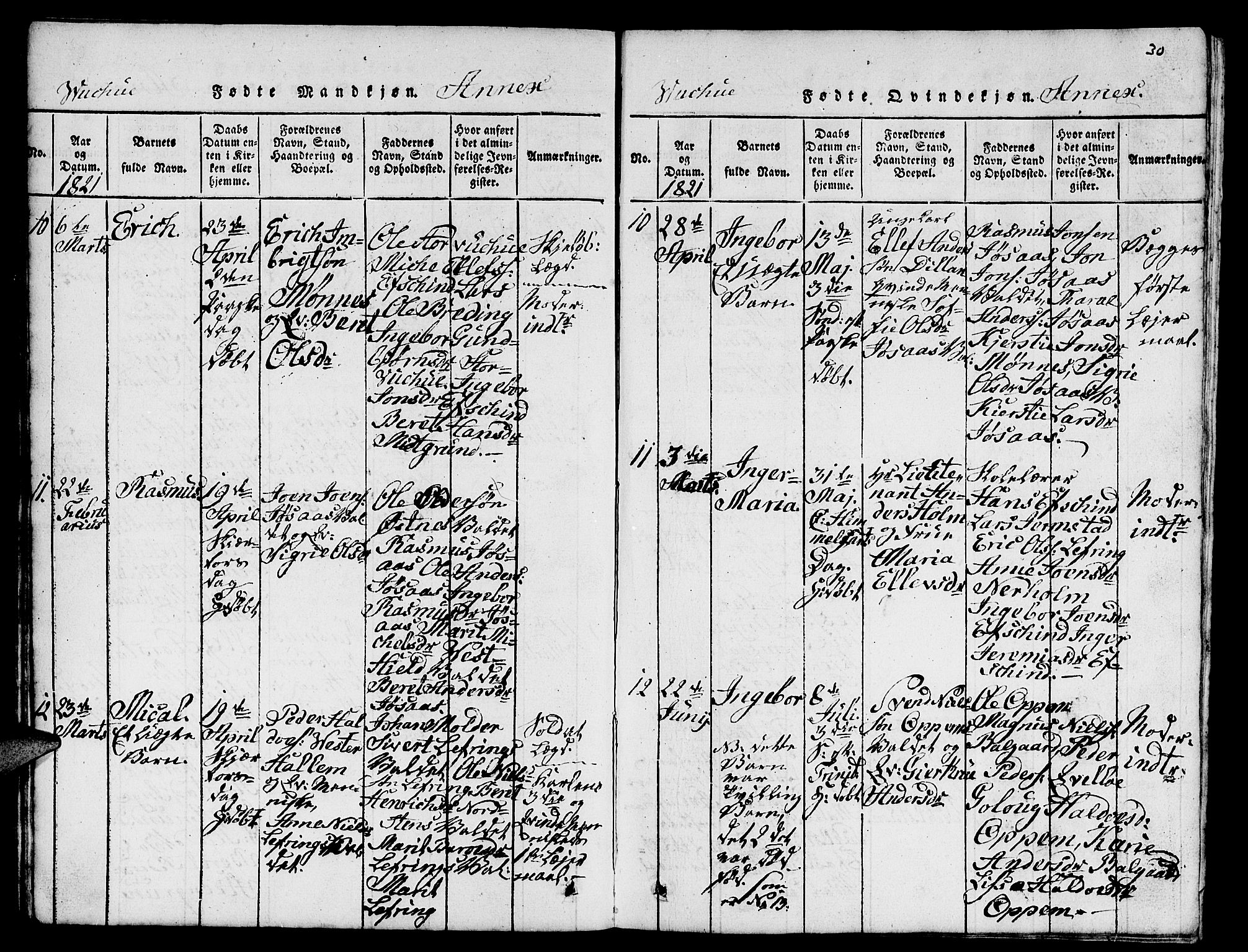 Ministerialprotokoller, klokkerbøker og fødselsregistre - Nord-Trøndelag, AV/SAT-A-1458/724/L0265: Klokkerbok nr. 724C01, 1816-1845, s. 30