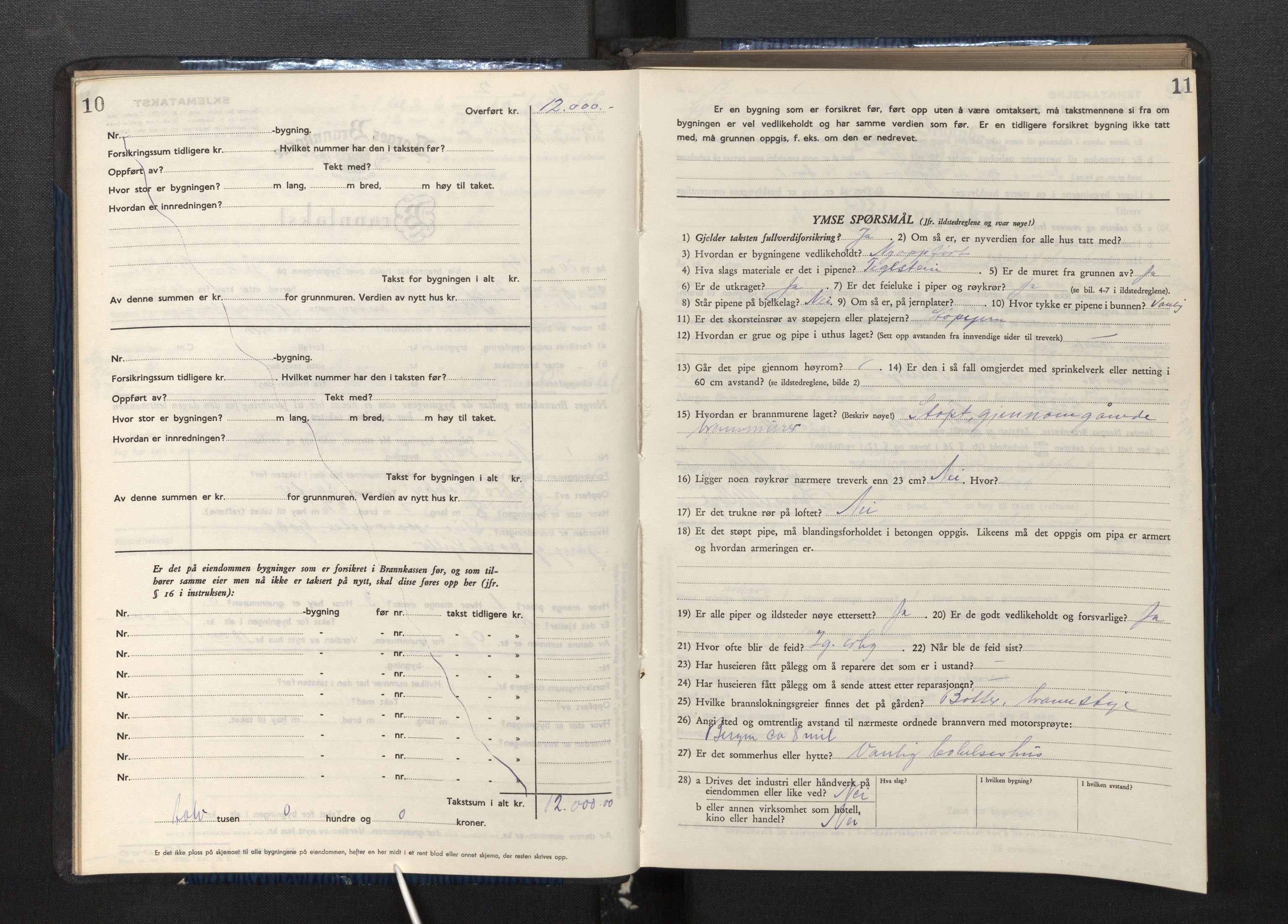 Lensmannen i Gulen, SAB/A-27901/0012/L0004: Branntakstprotokoll skjematakst, 1948-1954, s. 10-11