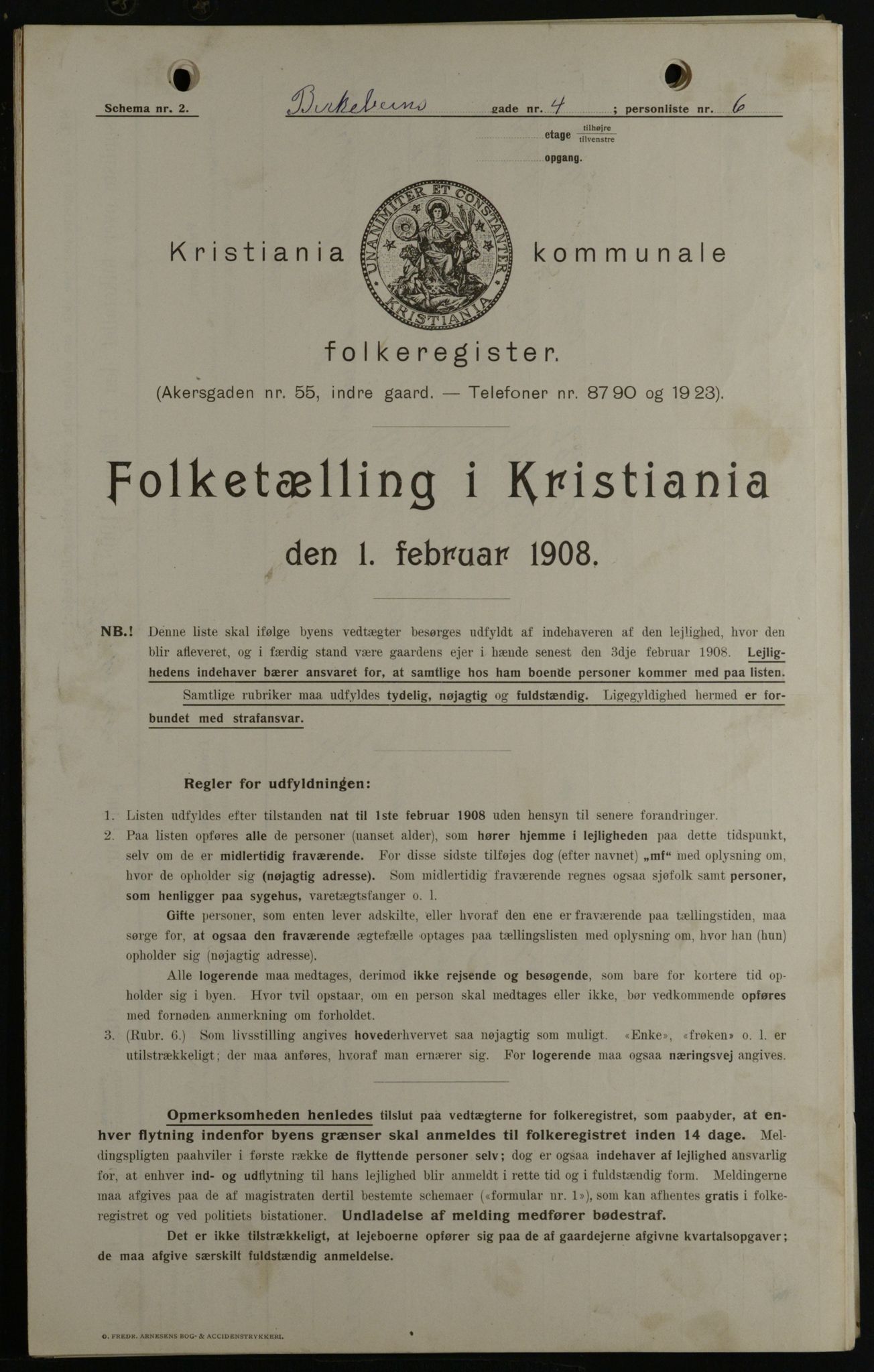 OBA, Kommunal folketelling 1.2.1908 for Kristiania kjøpstad, 1908, s. 4849