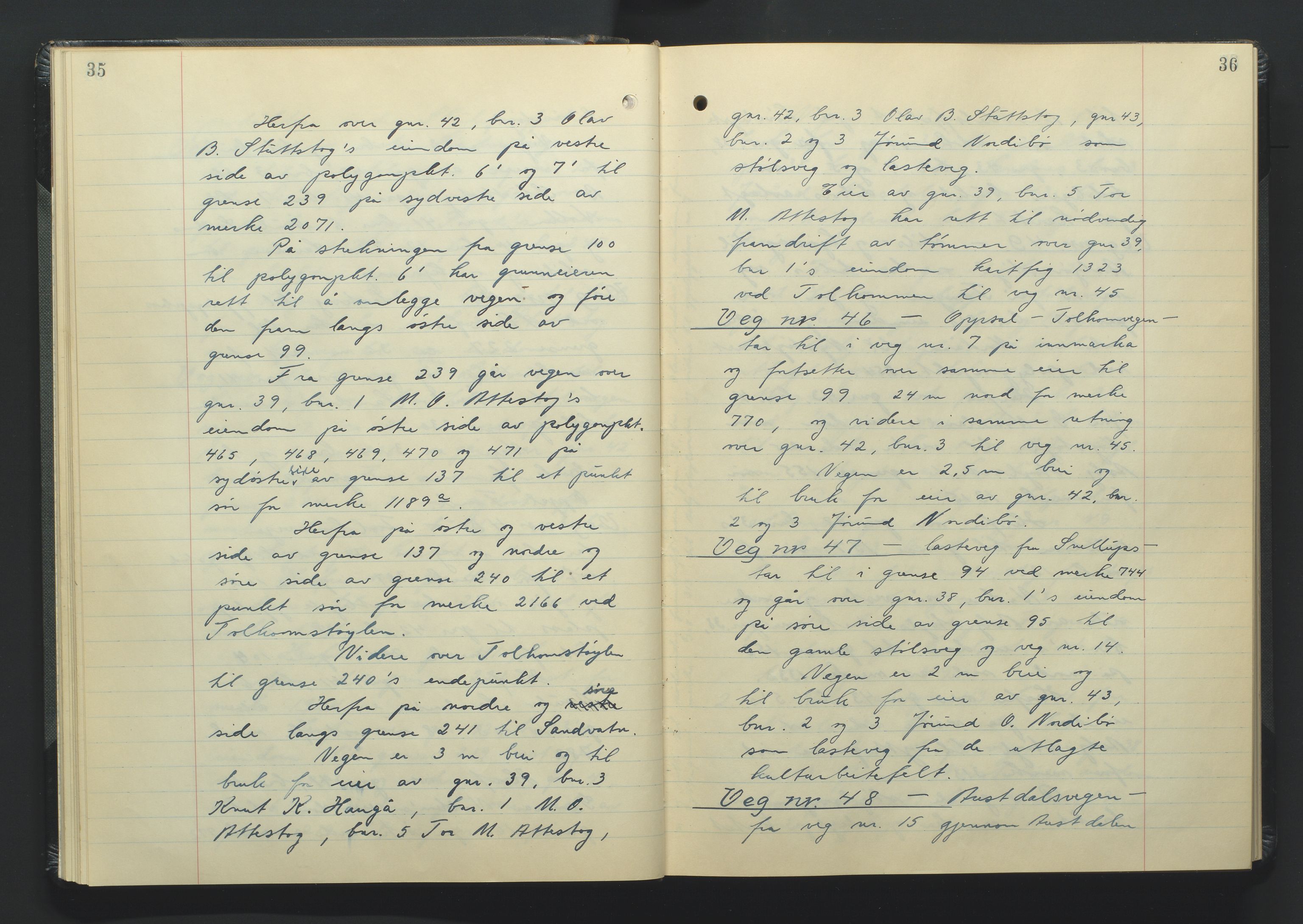 Setesdal jordskifterett, AV/SAK-1541-0008/F/Fa/Faa/L0002: Jordskifteprotokoll med gårdsregister, Setesdal domssokn nr 17, 1954