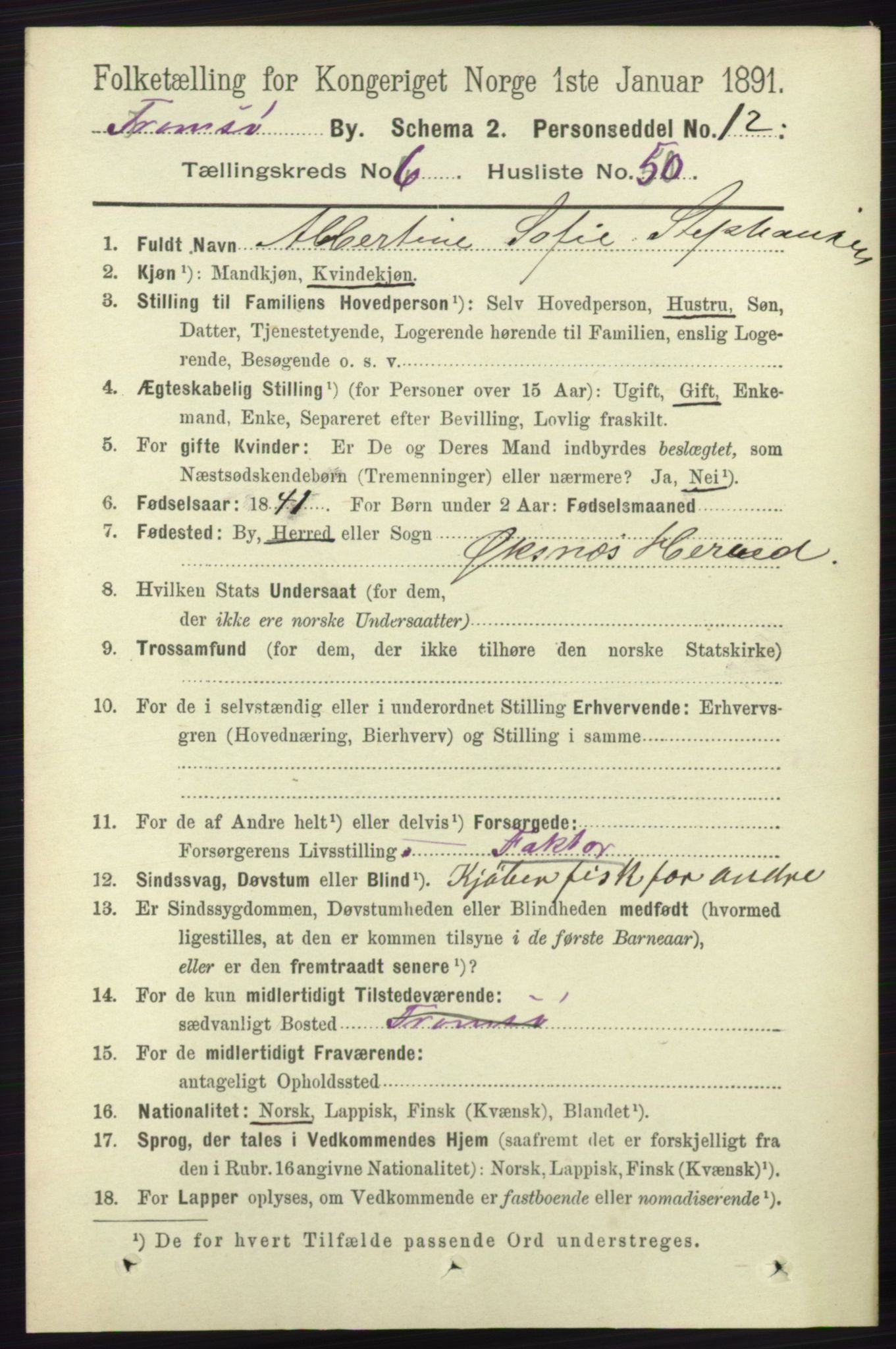 RA, Folketelling 1891 for 1902 Tromsø kjøpstad, 1891, s. 6204