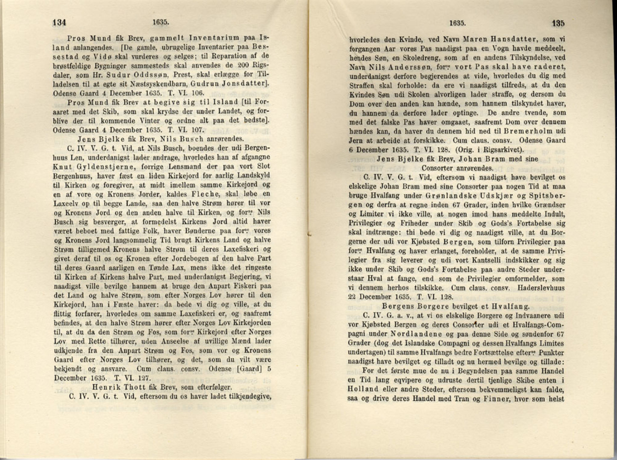 Publikasjoner utgitt av Det Norske Historiske Kildeskriftfond, PUBL/-/-/-: Norske Rigs-Registranter, bind 7, 1635-1640, s. 134-135