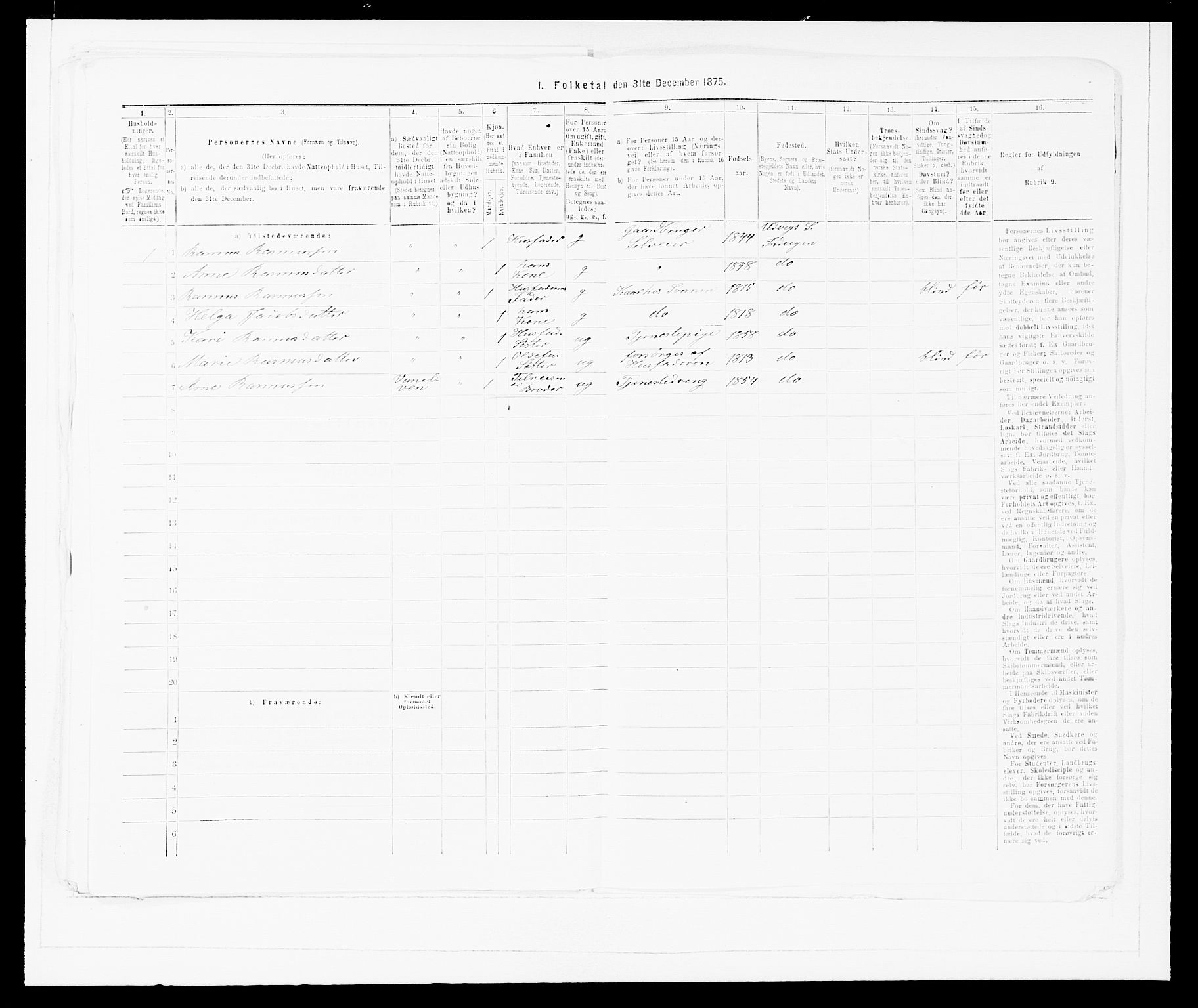 SAB, Folketelling 1875 for 1447P Innvik prestegjeld, 1875, s. 284