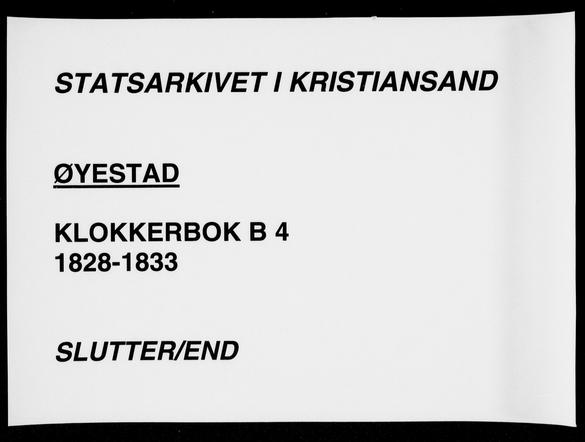 Øyestad sokneprestkontor, SAK/1111-0049/F/Fb/L0004: Klokkerbok nr. B 4, 1828-1833