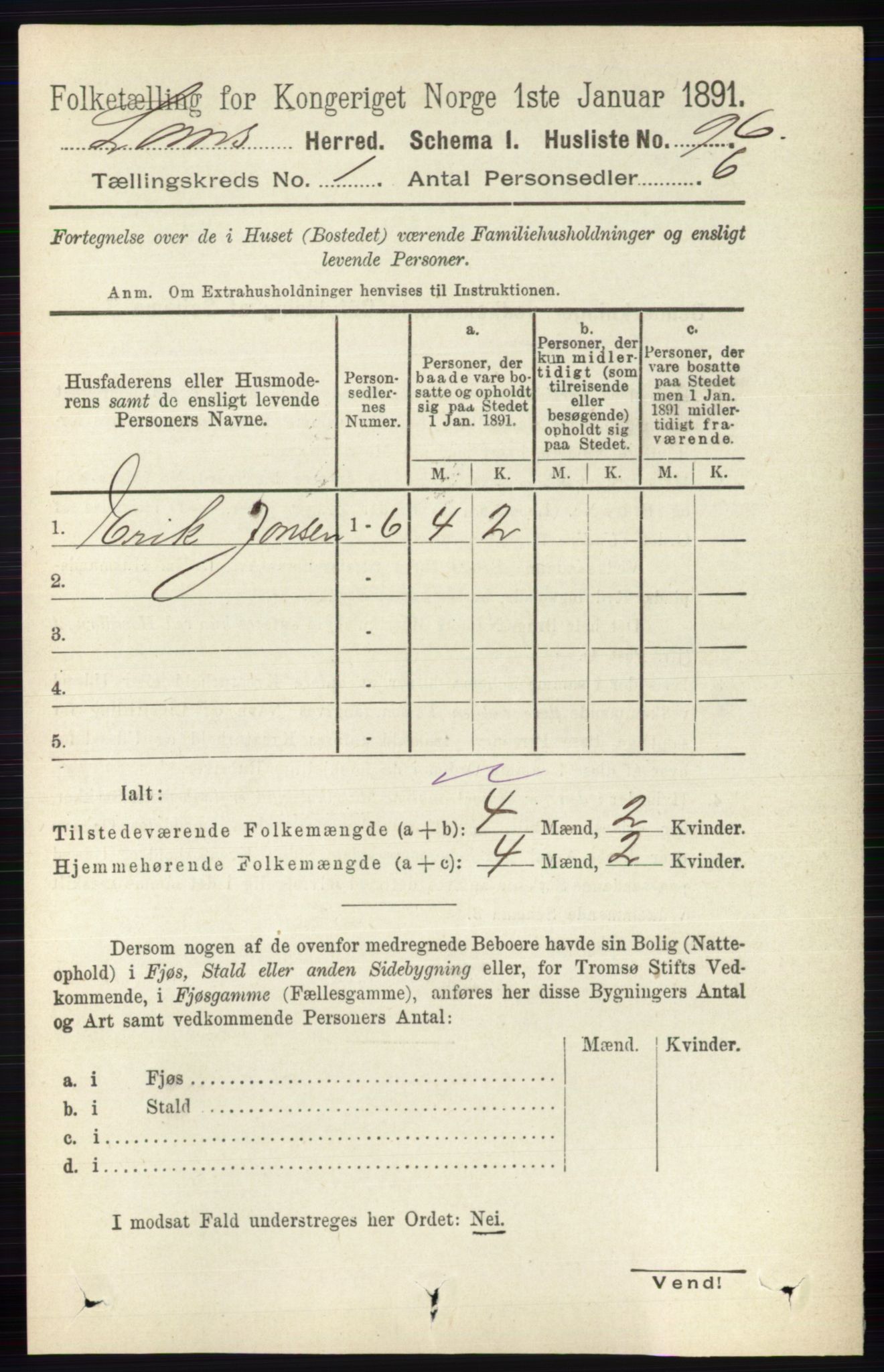 RA, Folketelling 1891 for 0514 Lom herred, 1891, s. 117