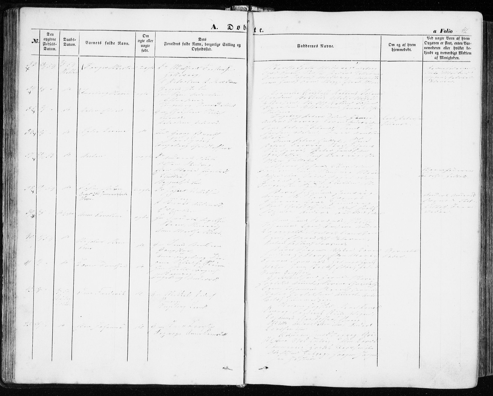Ministerialprotokoller, klokkerbøker og fødselsregistre - Sør-Trøndelag, SAT/A-1456/634/L0530: Ministerialbok nr. 634A06, 1852-1860, s. 41