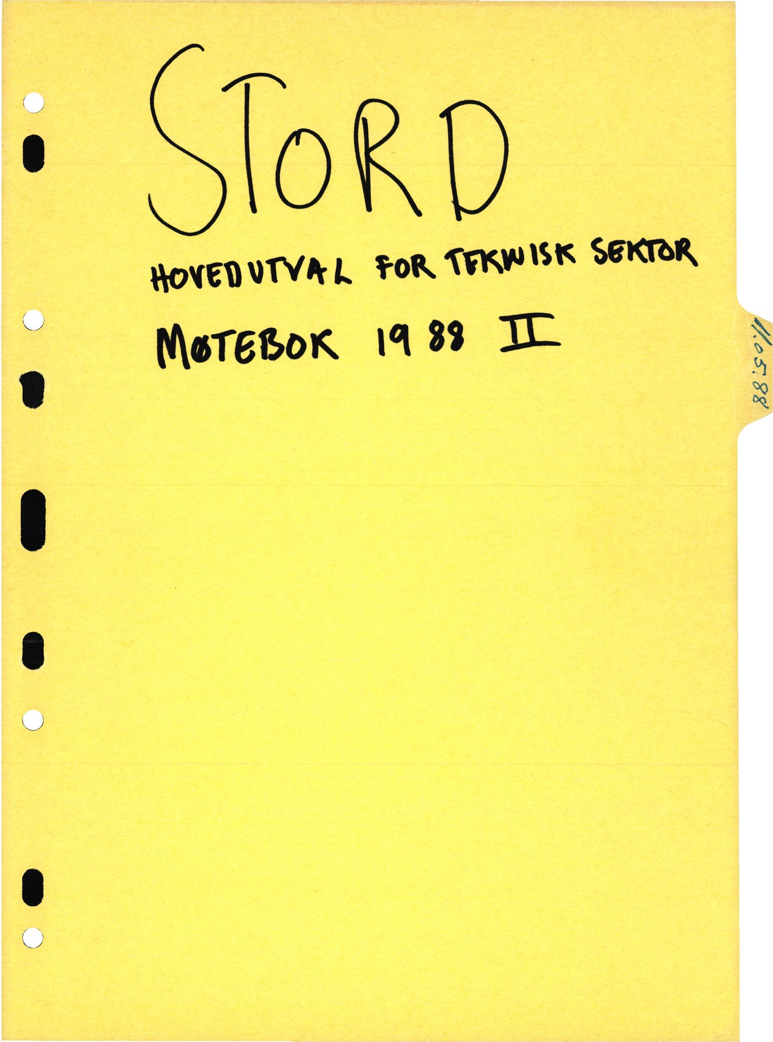 Stord kommune. Hovedutval for teknisk sektor, IKAH/1221-513.1/A/Aa/L0002: Møtebok for Stord hovedutval for teknisk sektor, 1988