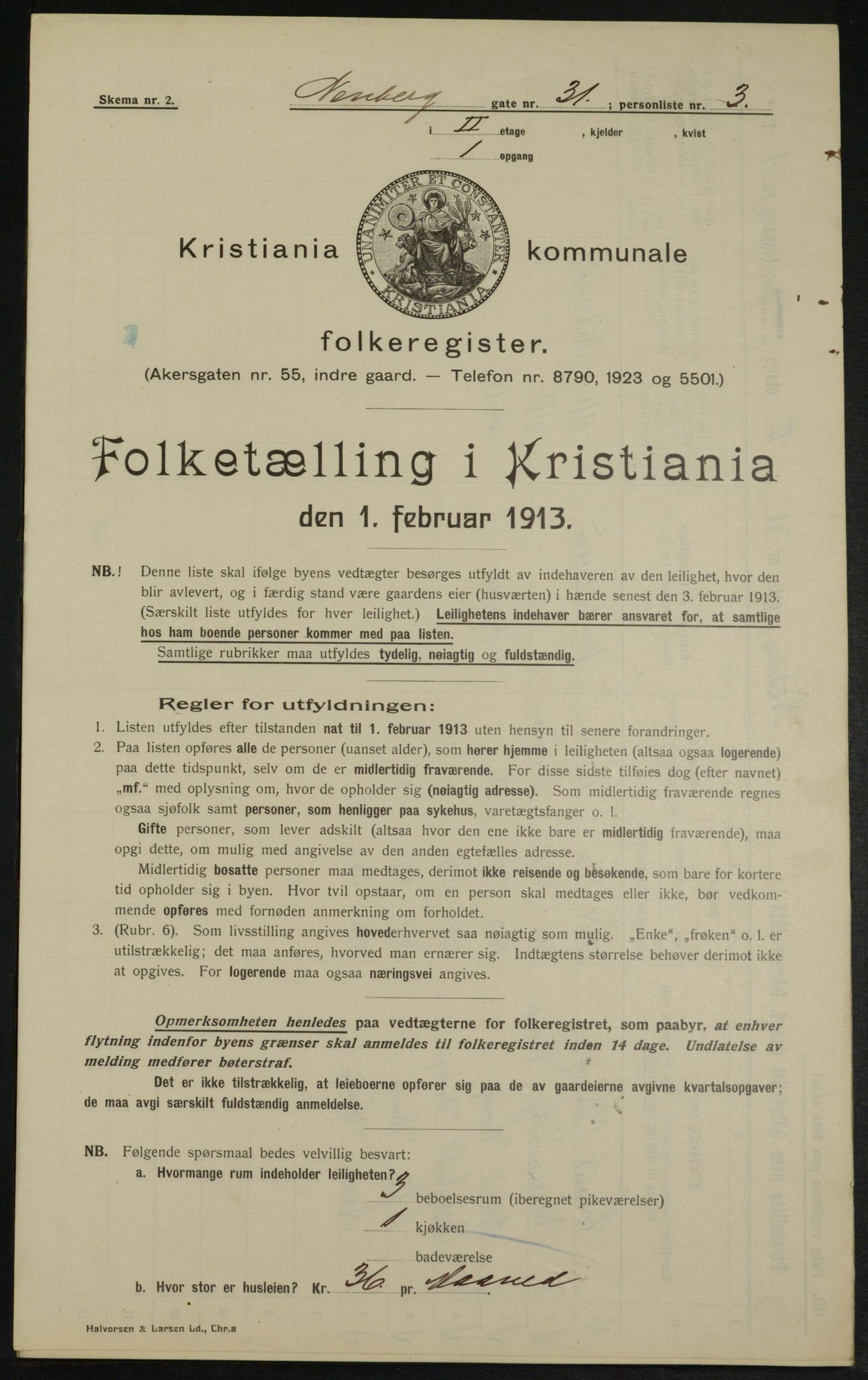 OBA, Kommunal folketelling 1.2.1913 for Kristiania, 1913, s. 70089