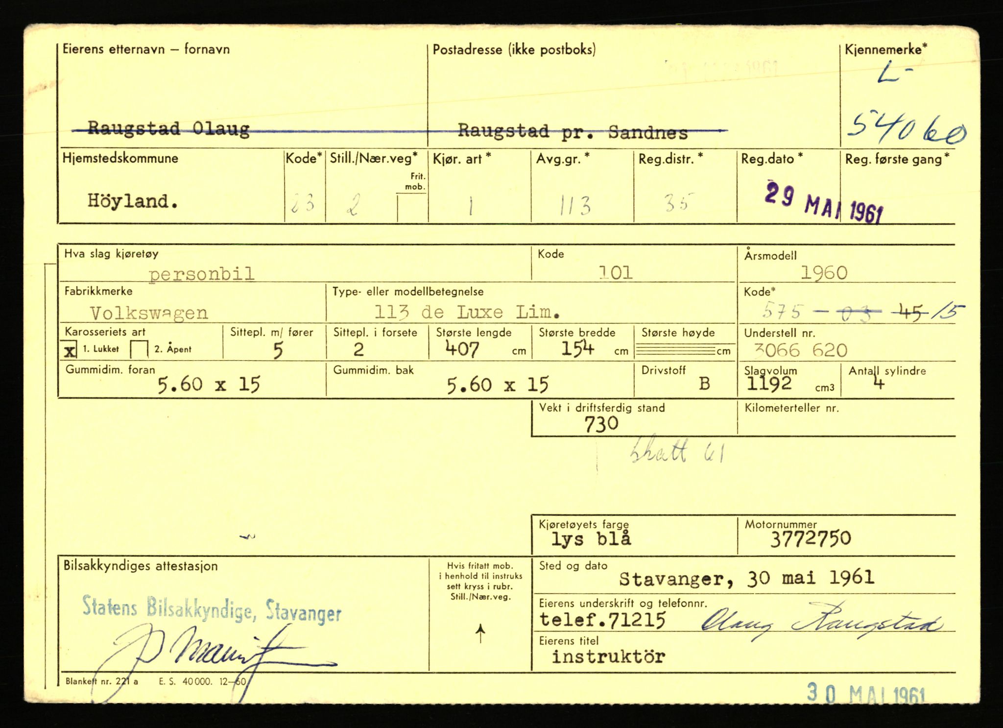 Stavanger trafikkstasjon, SAST/A-101942/0/F/L0053: L-52900 - L-54199, 1930-1971, s. 2579