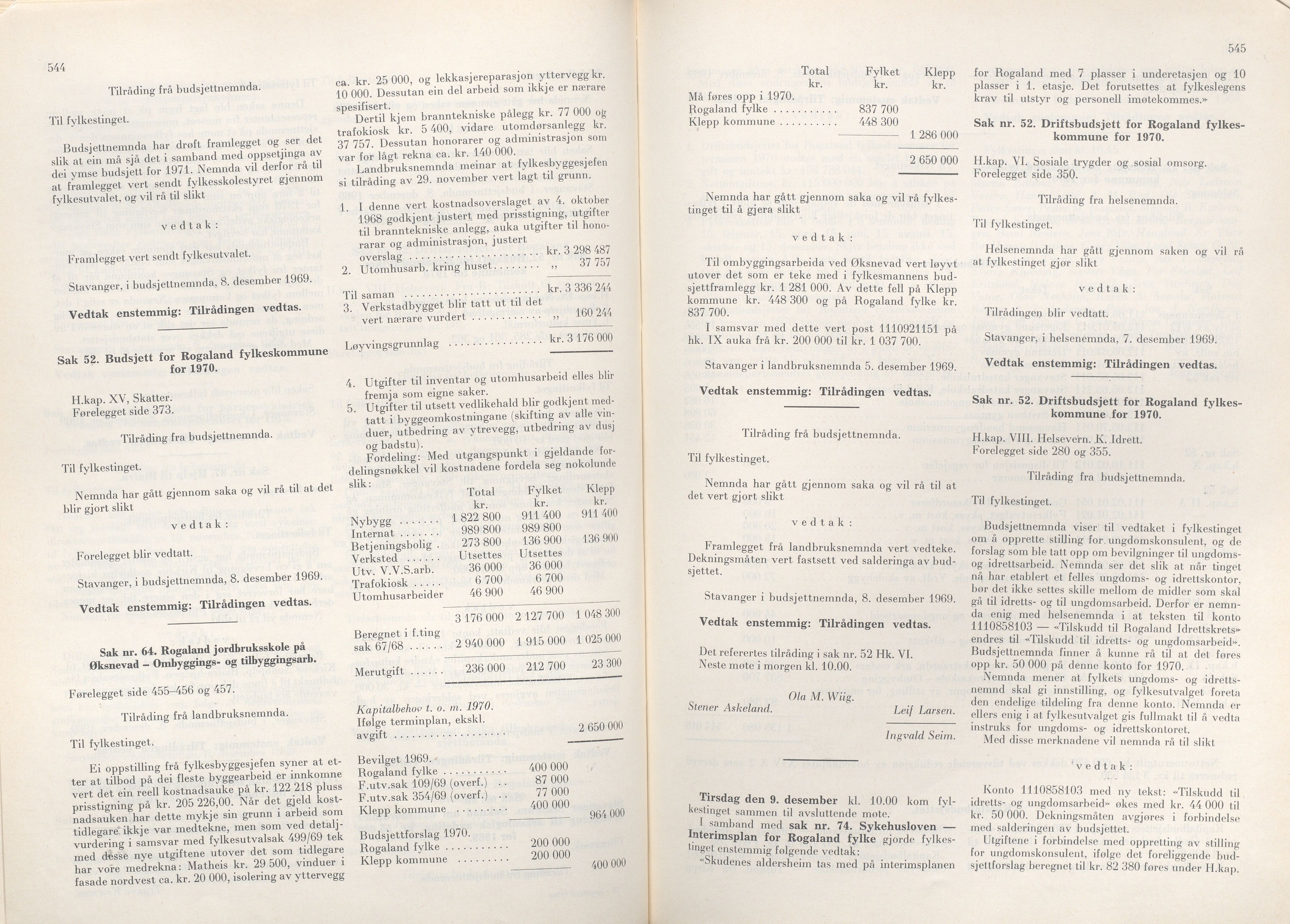 Rogaland fylkeskommune - Fylkesrådmannen , IKAR/A-900/A/Aa/Aaa/L0089: Møtebok , 1969, s. 544-545