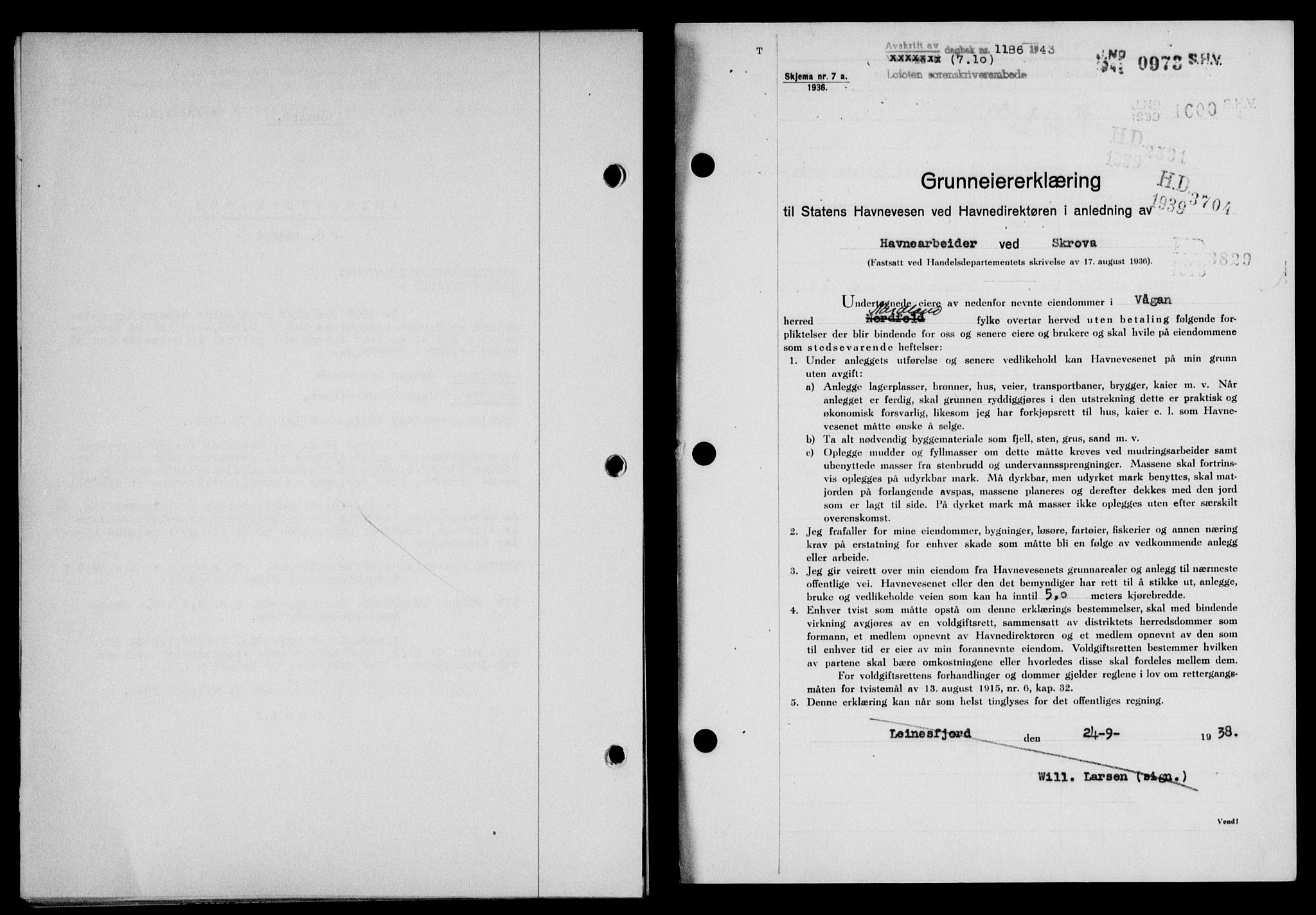 Lofoten sorenskriveri, SAT/A-0017/1/2/2C/L0011a: Pantebok nr. 11a, 1943-1943, Dagboknr: 1183/1943