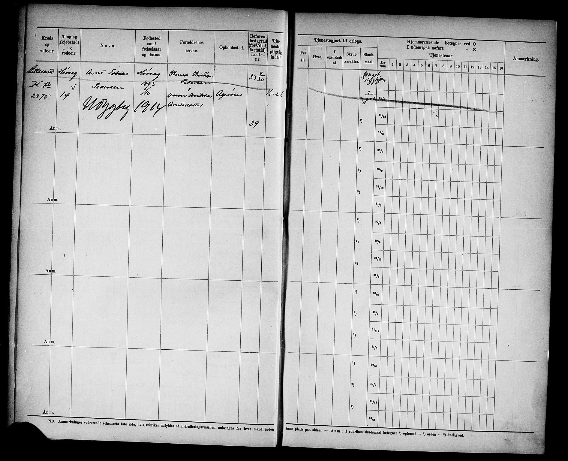 Kristiansand mønstringskrets, SAK/2031-0015/F/Fd/L0007: Rulle sjøvernepliktige, C-7, 1905, s. 31