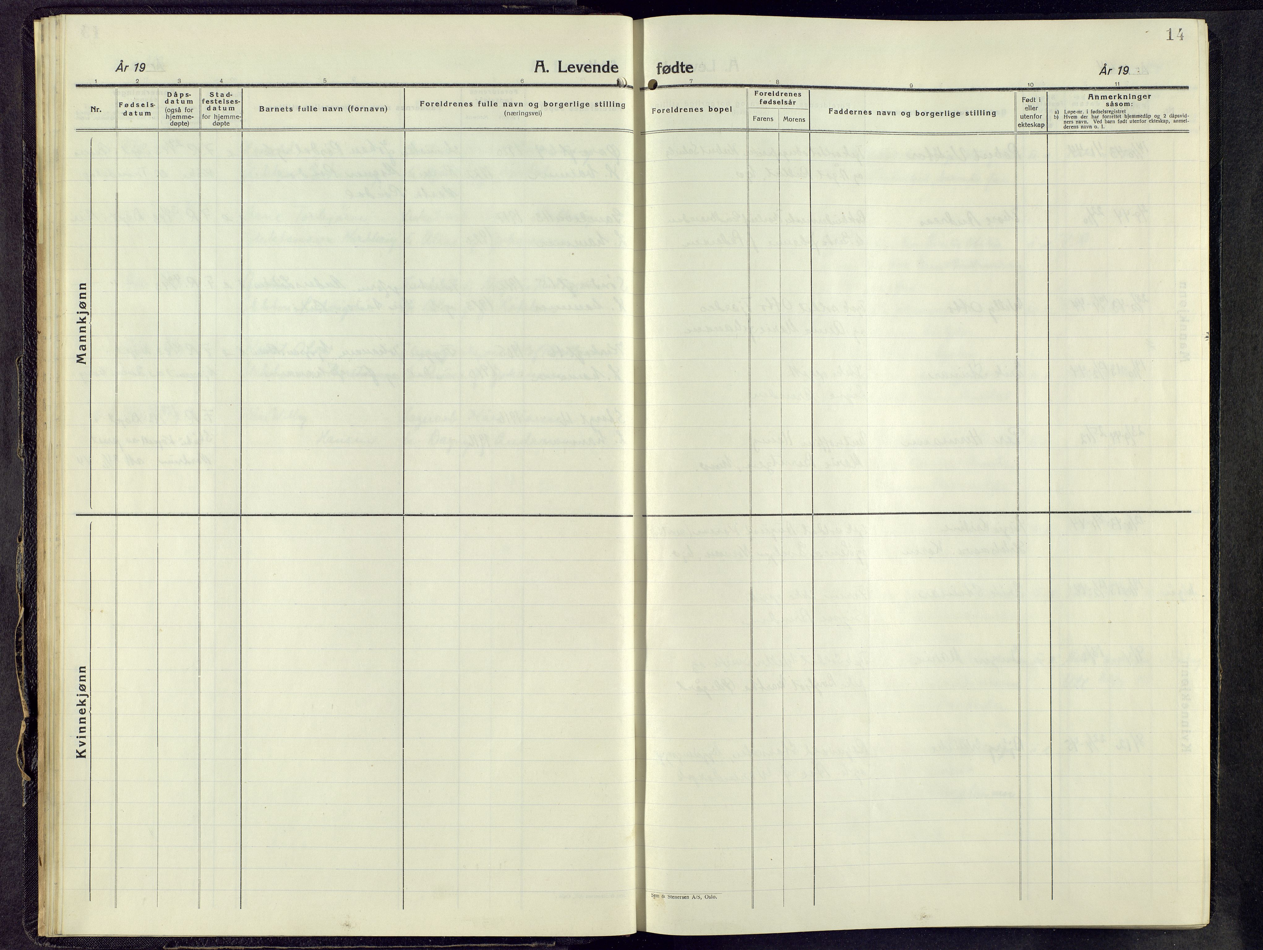 Lillehammer prestekontor, AV/SAH-PREST-088/H/Ha/Hab/L0005: Klokkerbok nr. 5, 1943-1955, s. 14