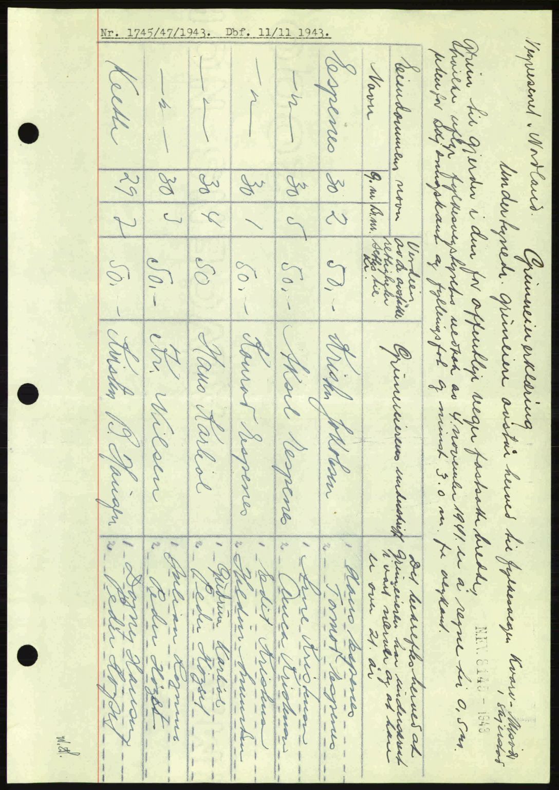 Salten sorenskriveri, SAT/A-4578/1/2/2C: Pantebok nr. A14-15, 1943-1945, Dagboknr: 1745/1943