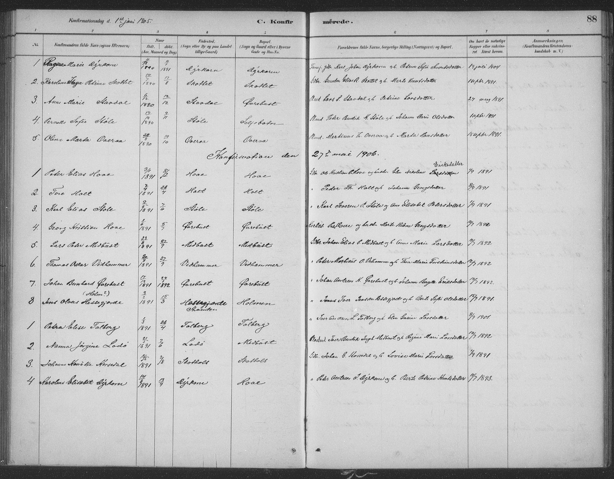 Ministerialprotokoller, klokkerbøker og fødselsregistre - Møre og Romsdal, AV/SAT-A-1454/521/L0299: Ministerialbok nr. 521A01, 1882-1907, s. 88