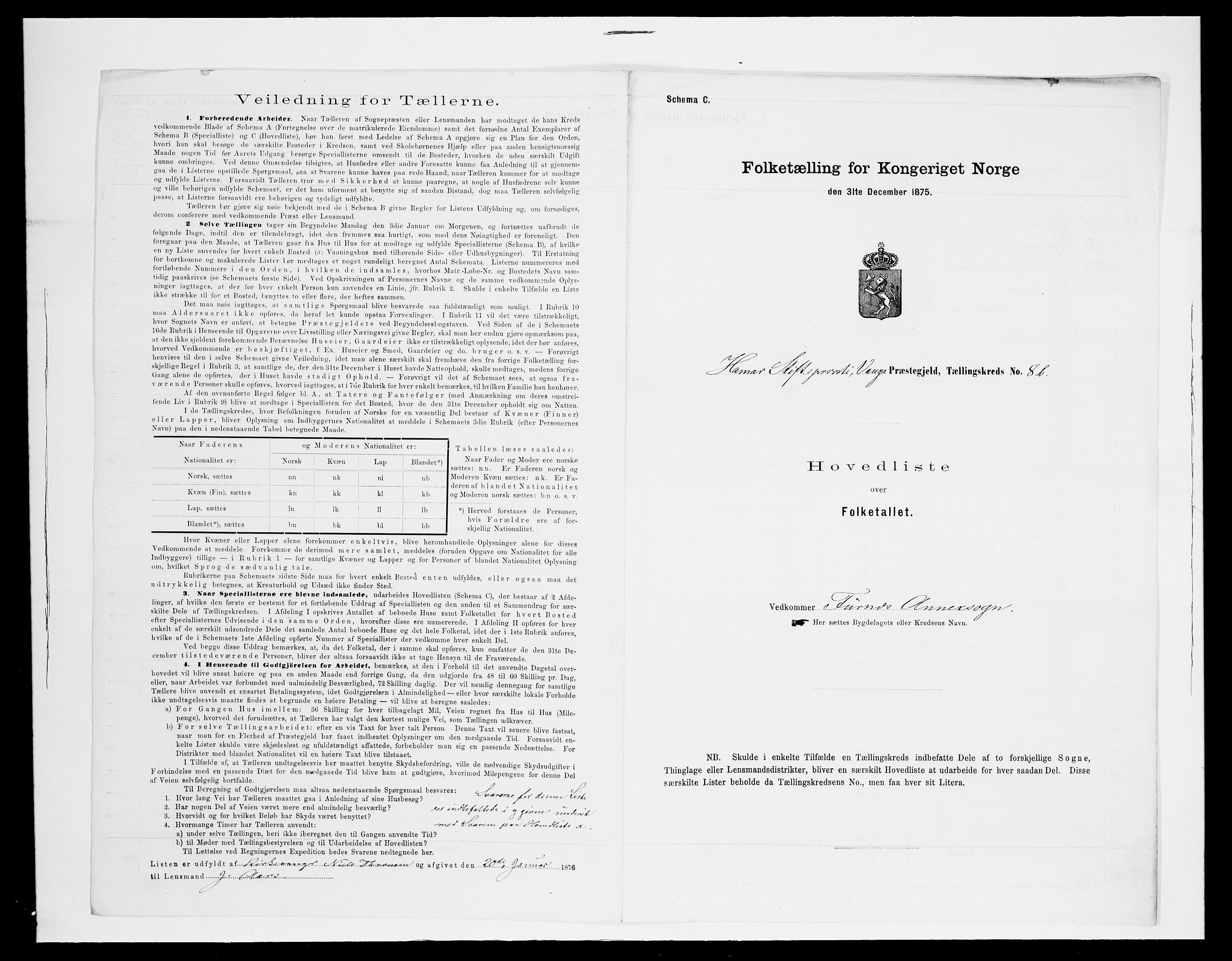 SAH, Folketelling 1875 for 0414L Vang prestegjeld, Vang sokn og Furnes sokn, 1875, s. 69