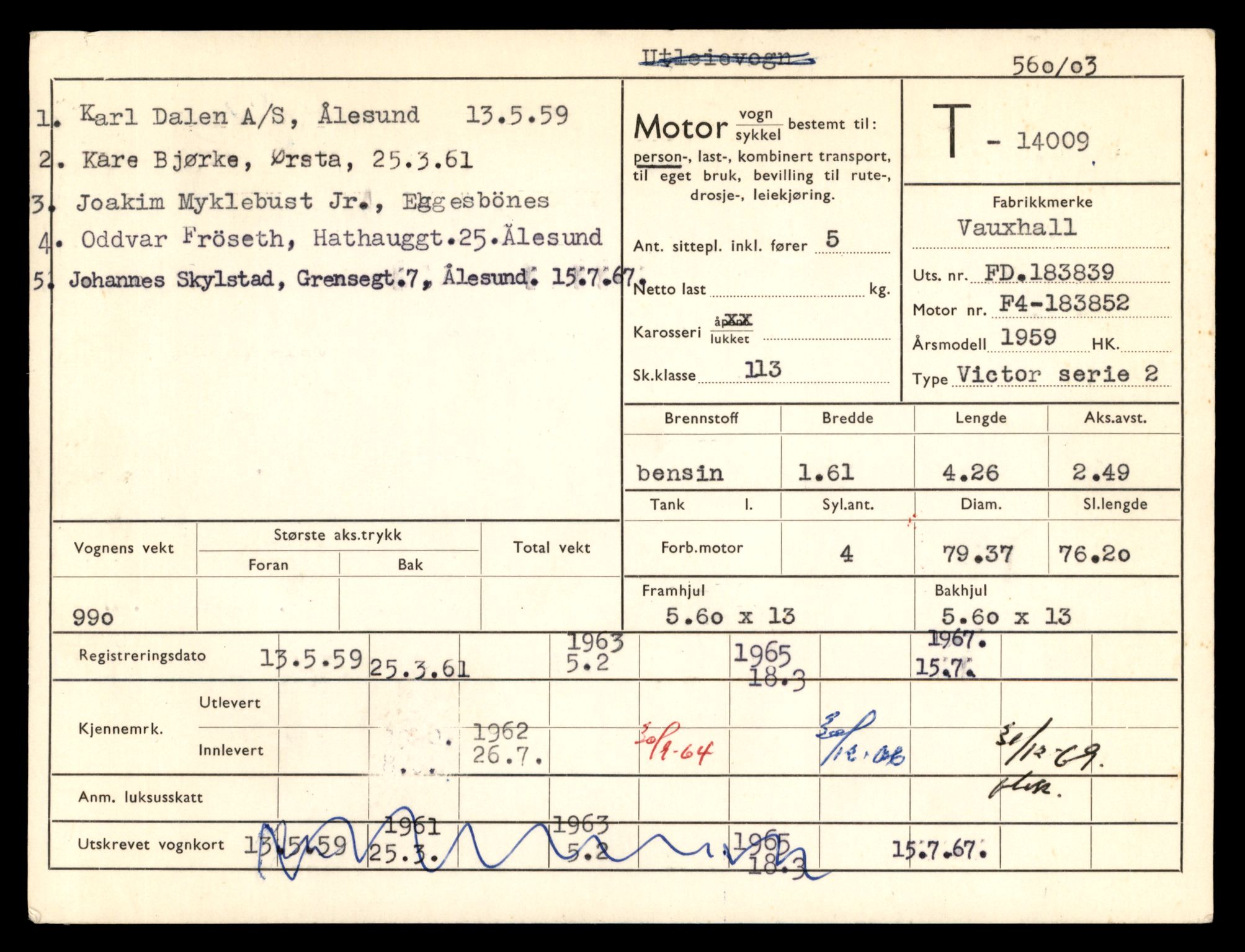 Møre og Romsdal vegkontor - Ålesund trafikkstasjon, AV/SAT-A-4099/F/Fe/L0042: Registreringskort for kjøretøy T 13906 - T 14079, 1927-1998, s. 1449