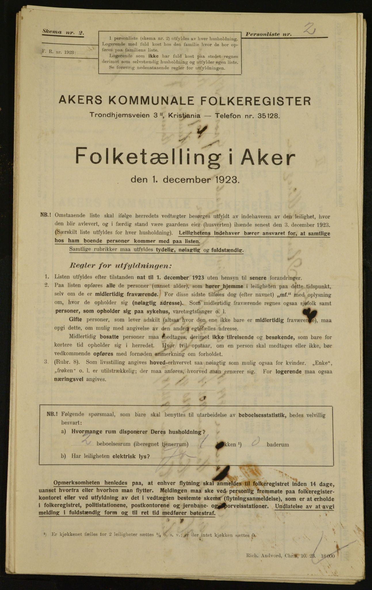 , Kommunal folketelling 1.12.1923 for Aker, 1923, s. 30923