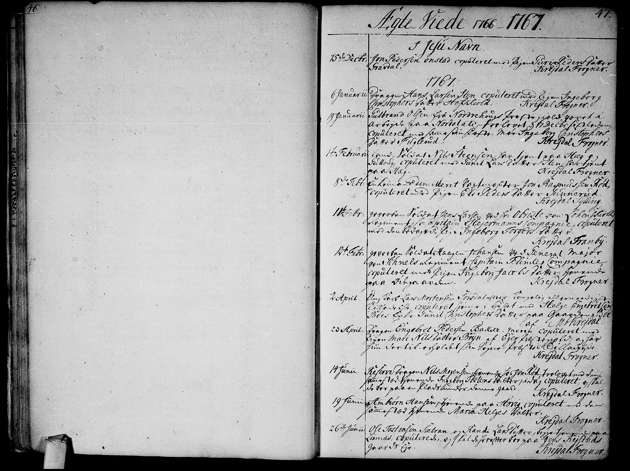 Lier kirkebøker, SAKO/A-230/F/Fa/L0005: Ministerialbok nr. I 5, 1764-1777, s. 46-47