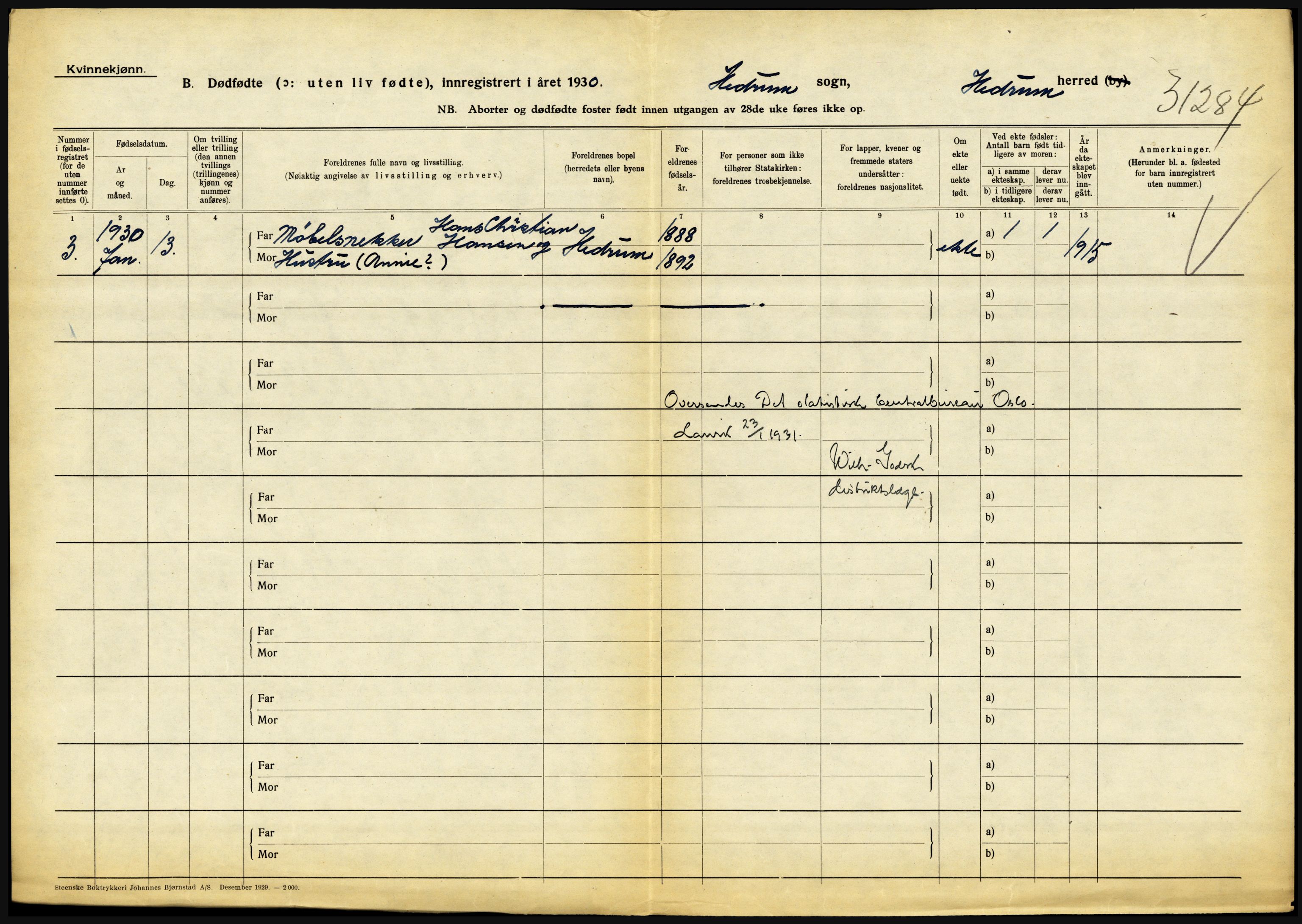 Statistisk sentralbyrå, Sosiodemografiske emner, Befolkning, AV/RA-S-2228/D/Df/Dfc/Dfcj/L0017: Vestfold. Telemark, 1930, s. 276