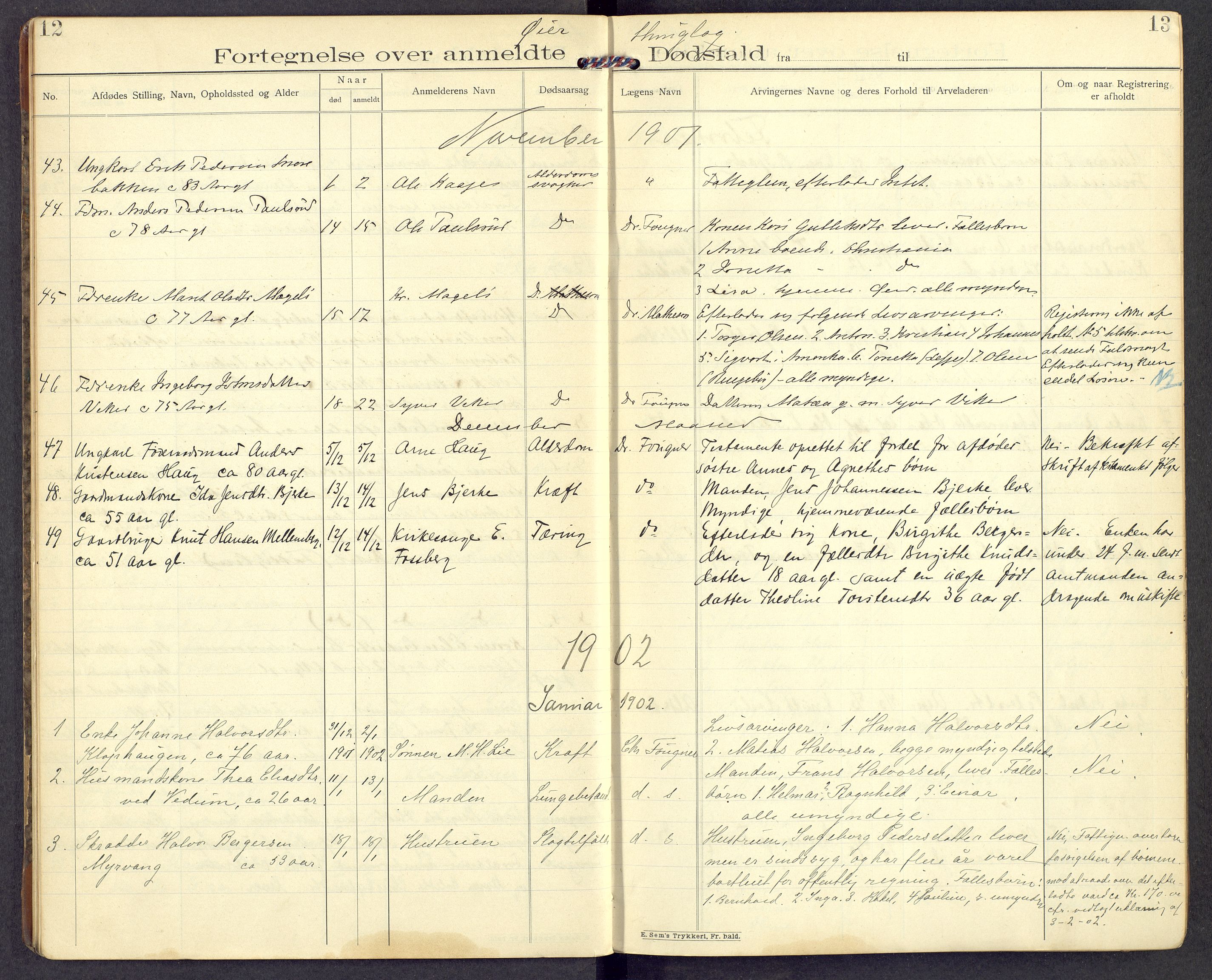 Mellom-Gudbrandsdal sorenskriveri, AV/SAH-TING-038/J/Jf/L0003: Dødsfallsprotokoll, 1900-1906, s. 12-13